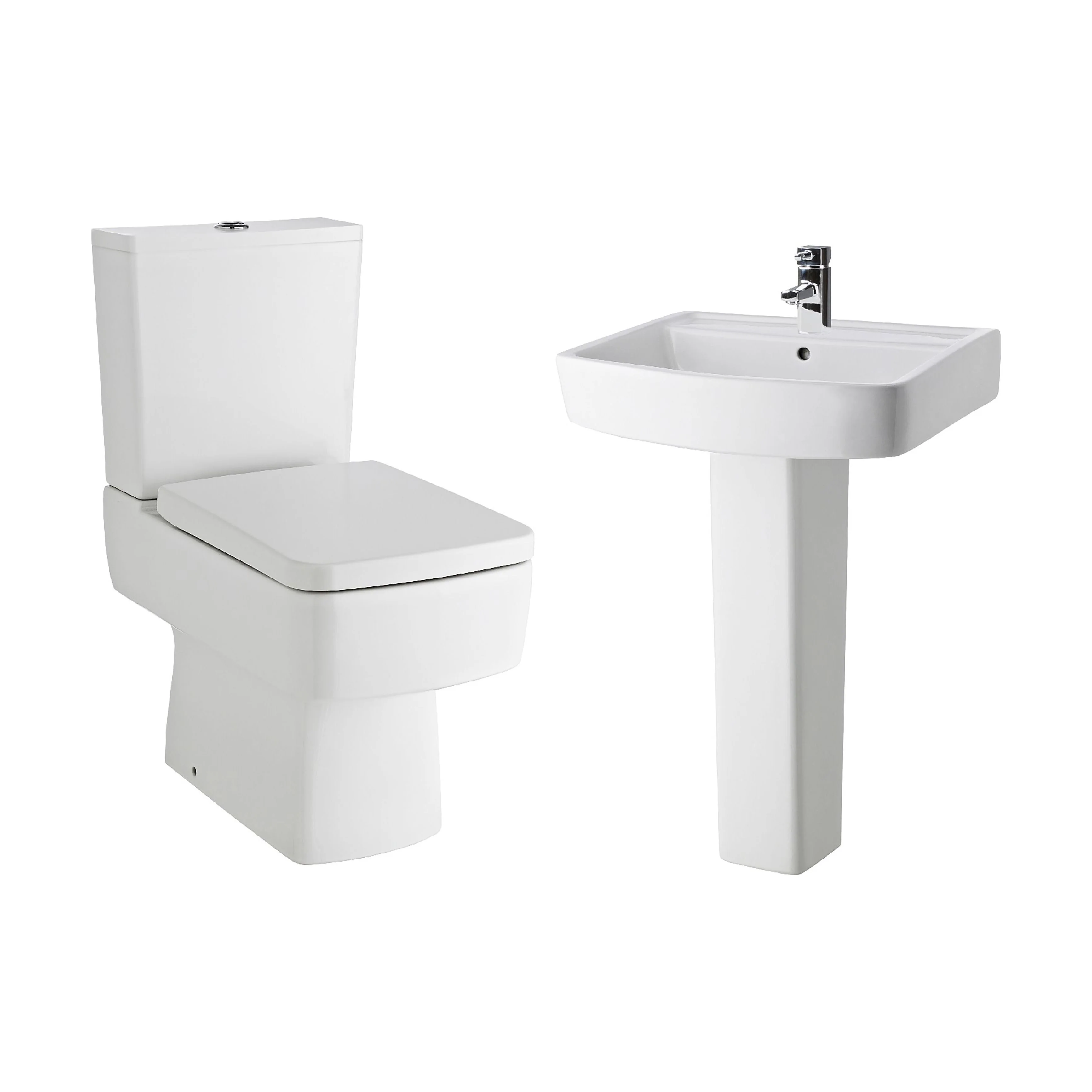 Forsbrook Square 1 Tap Hole Bathroom Basin - Choose Size and Pedestal Type - Image 7