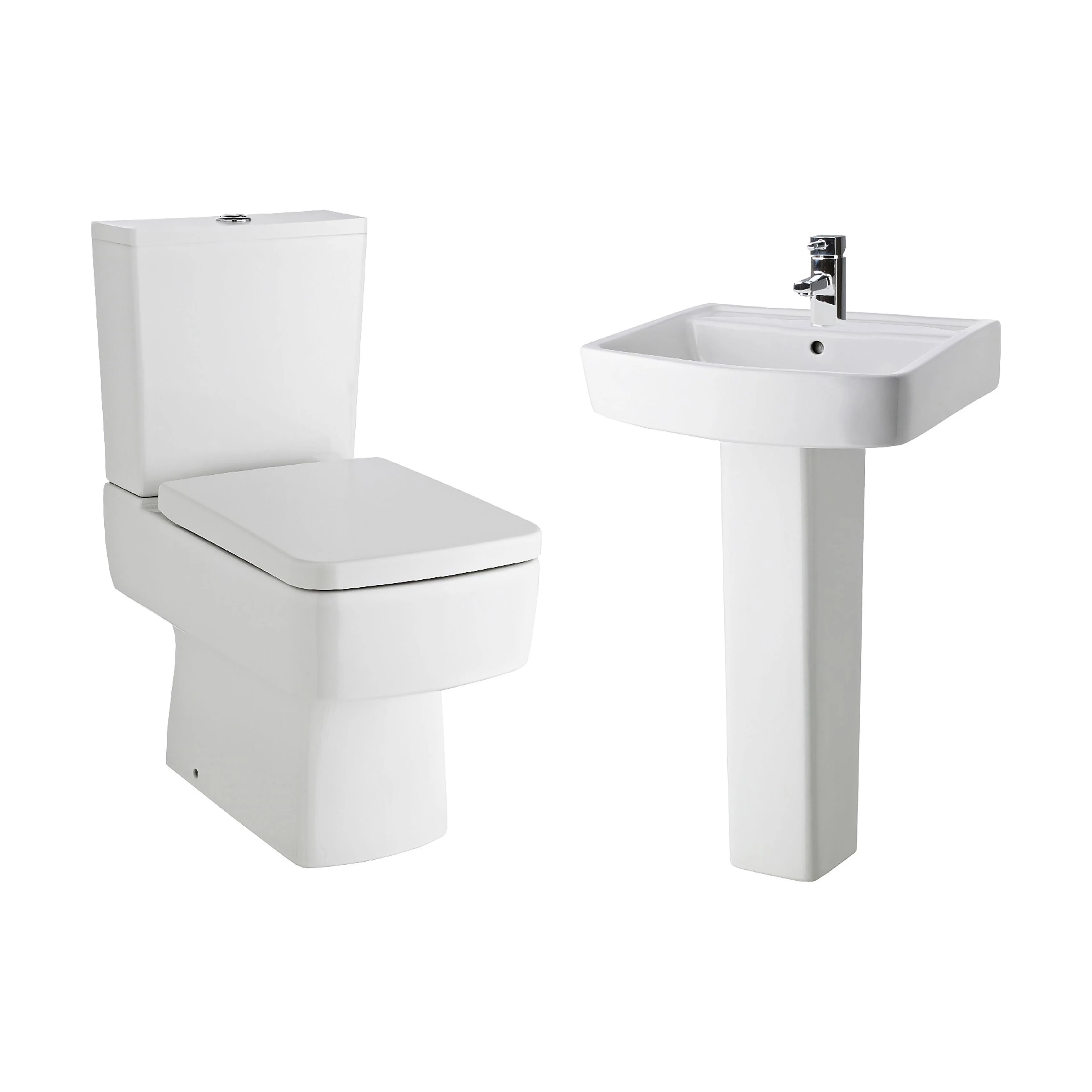 Forsbrook Square 1 Tap Hole Bathroom Basin - Choose Size and Pedestal Type - Image 8
