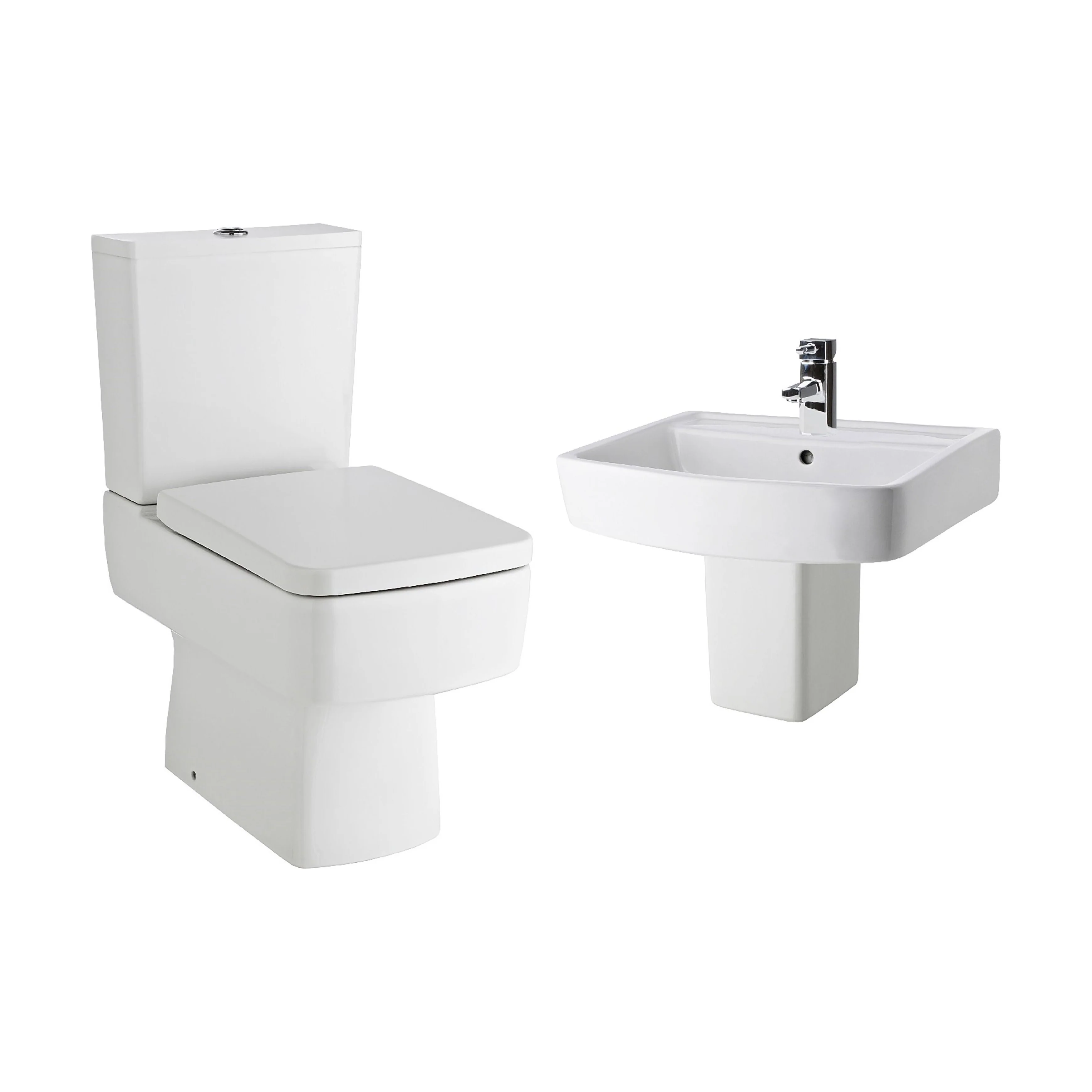 Forsbrook Square 1 Tap Hole Bathroom Basin - Choose Size and Pedestal Type - Image 9