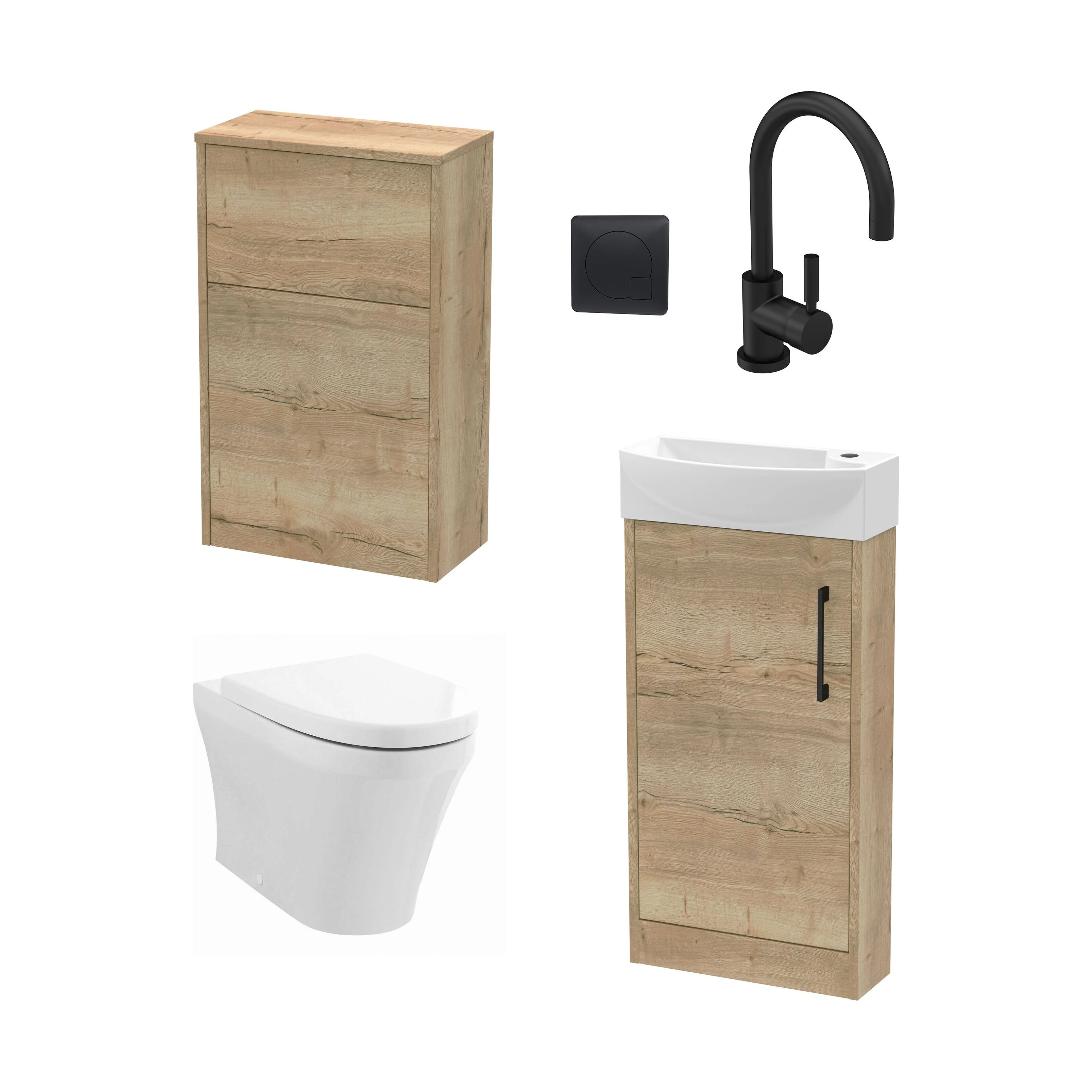 Winshill Floor Standing Cloakroom Bundle, Vanity, WC Unit, Toilet & Tap - Image 3