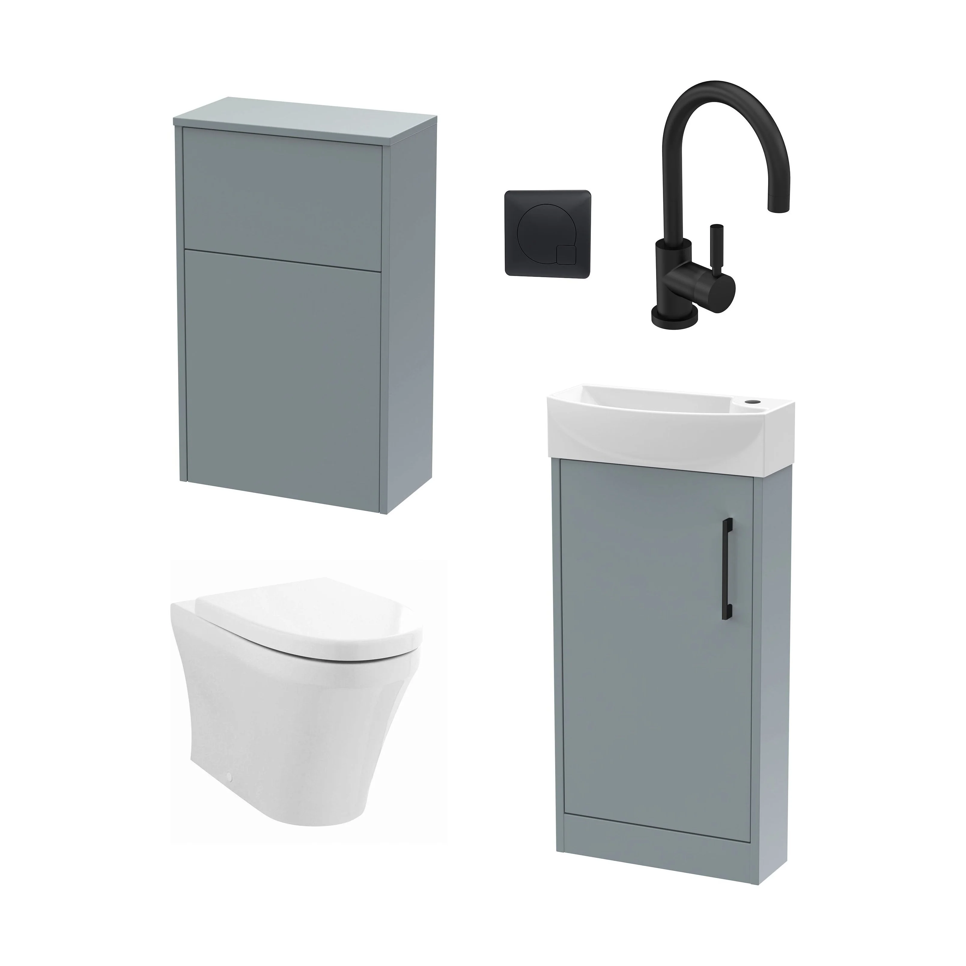 Winshill Floor Standing Cloakroom Bundle, Vanity, WC Unit, Toilet & Tap - Image 4