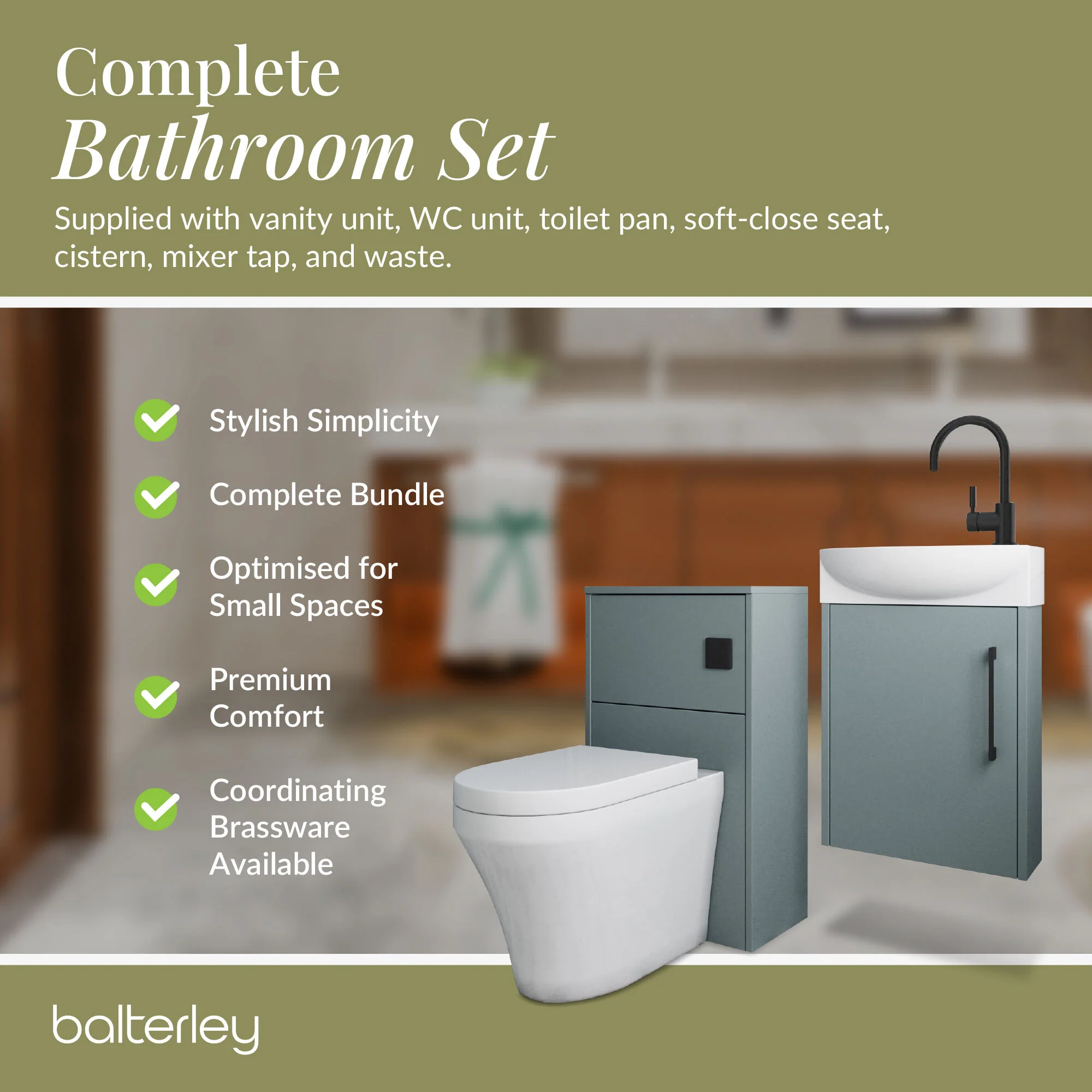 Winshill Wall Hung Cloakroom Bundle - Vanity, WC Unit, Toilet & Tap - Image 10