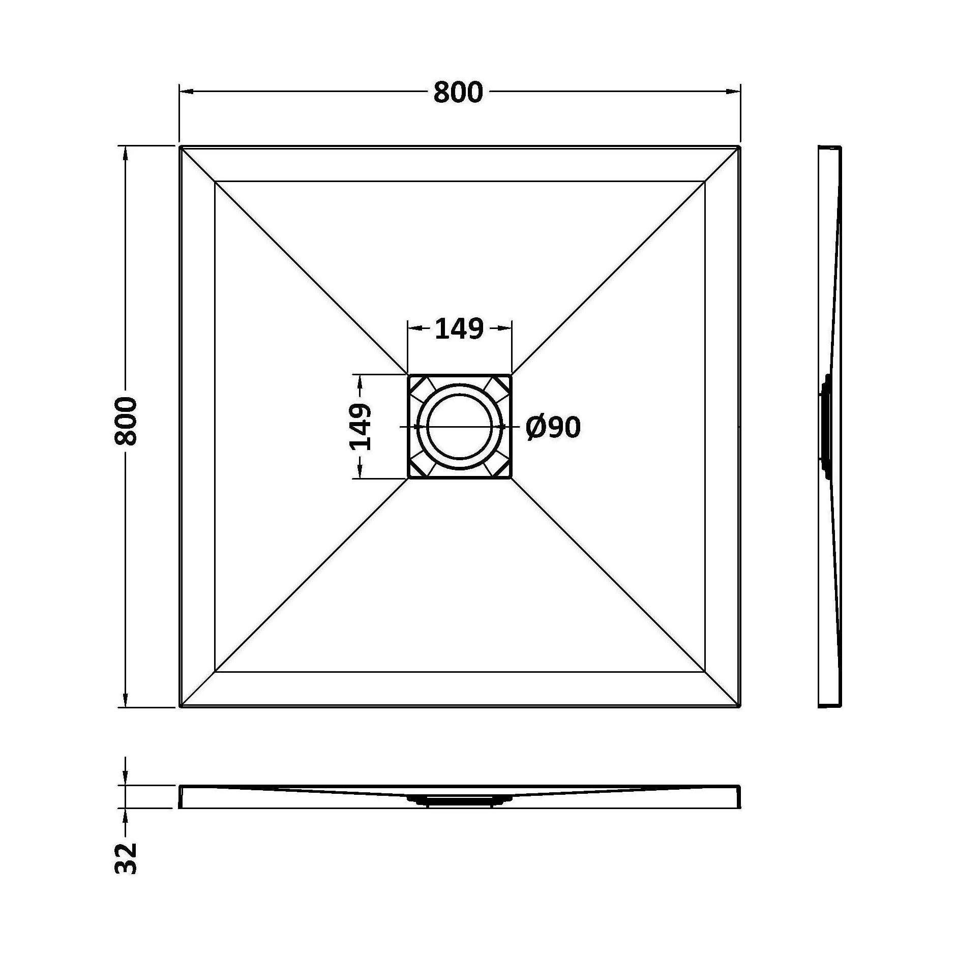 Balterley Shower Tray Ultra-Slim 32mm Low-Profile Square - Choice of Size and Finish - Image 26