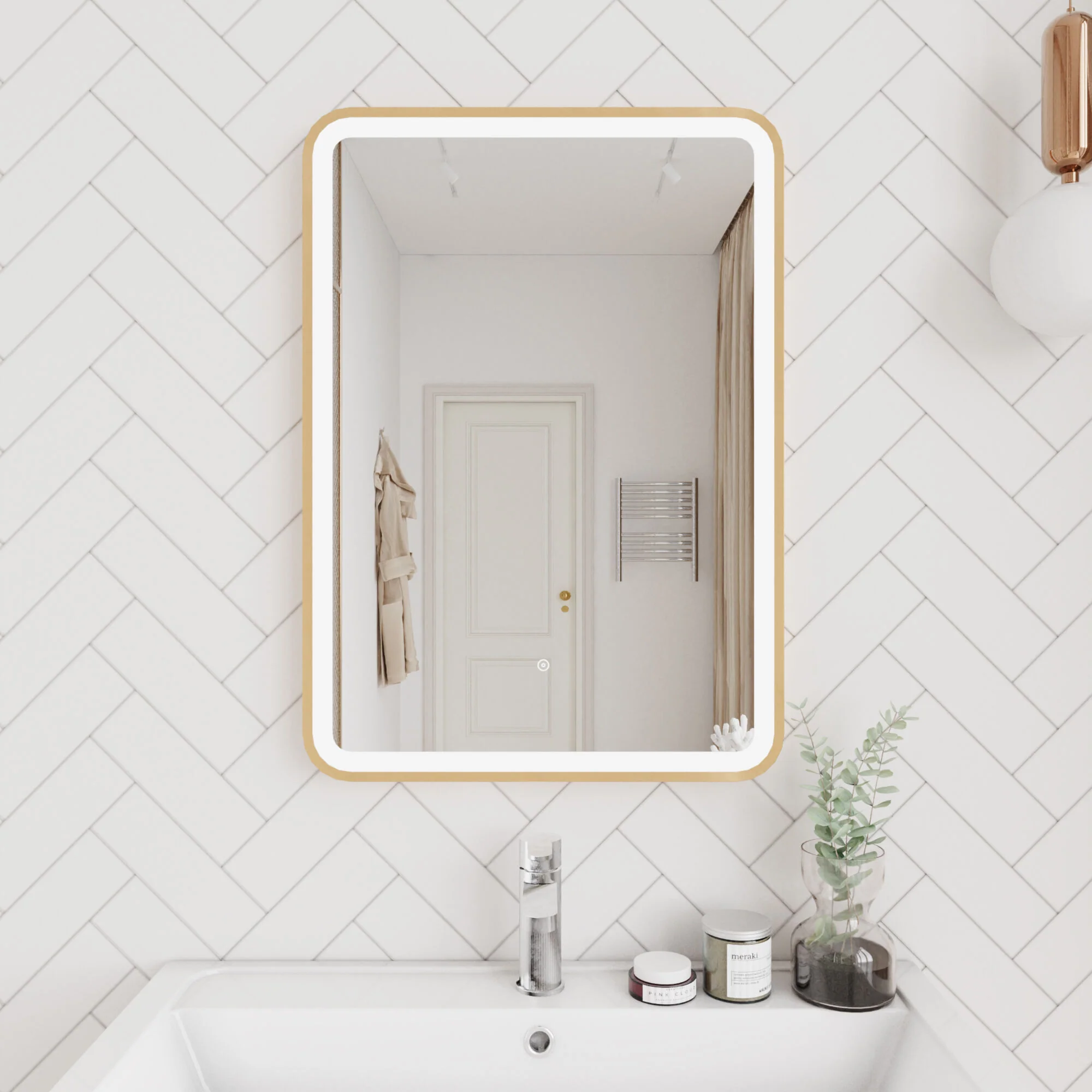 Quixhill Rectangular LED Illuminated Touch Sensor Framed Mirror with Demister, 700mm x 500mm - Image 5