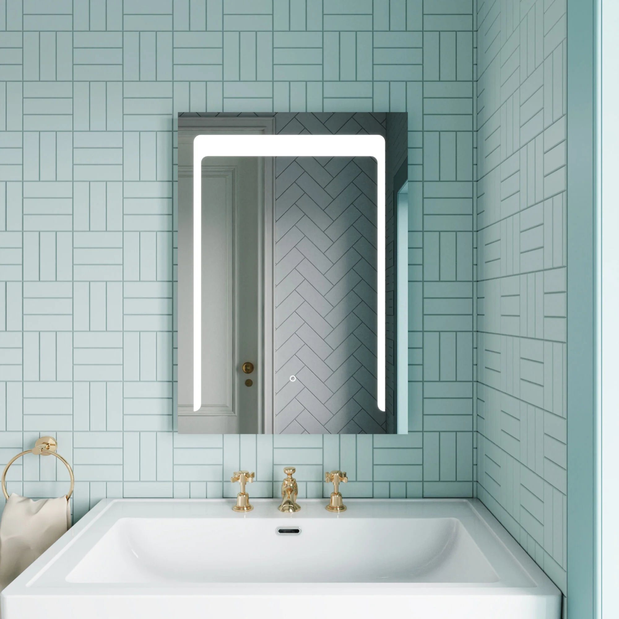 Talke Rectangular LED Illuminated Touch Sensor Mirror with Demister, 700mm x 500mm - Image 2