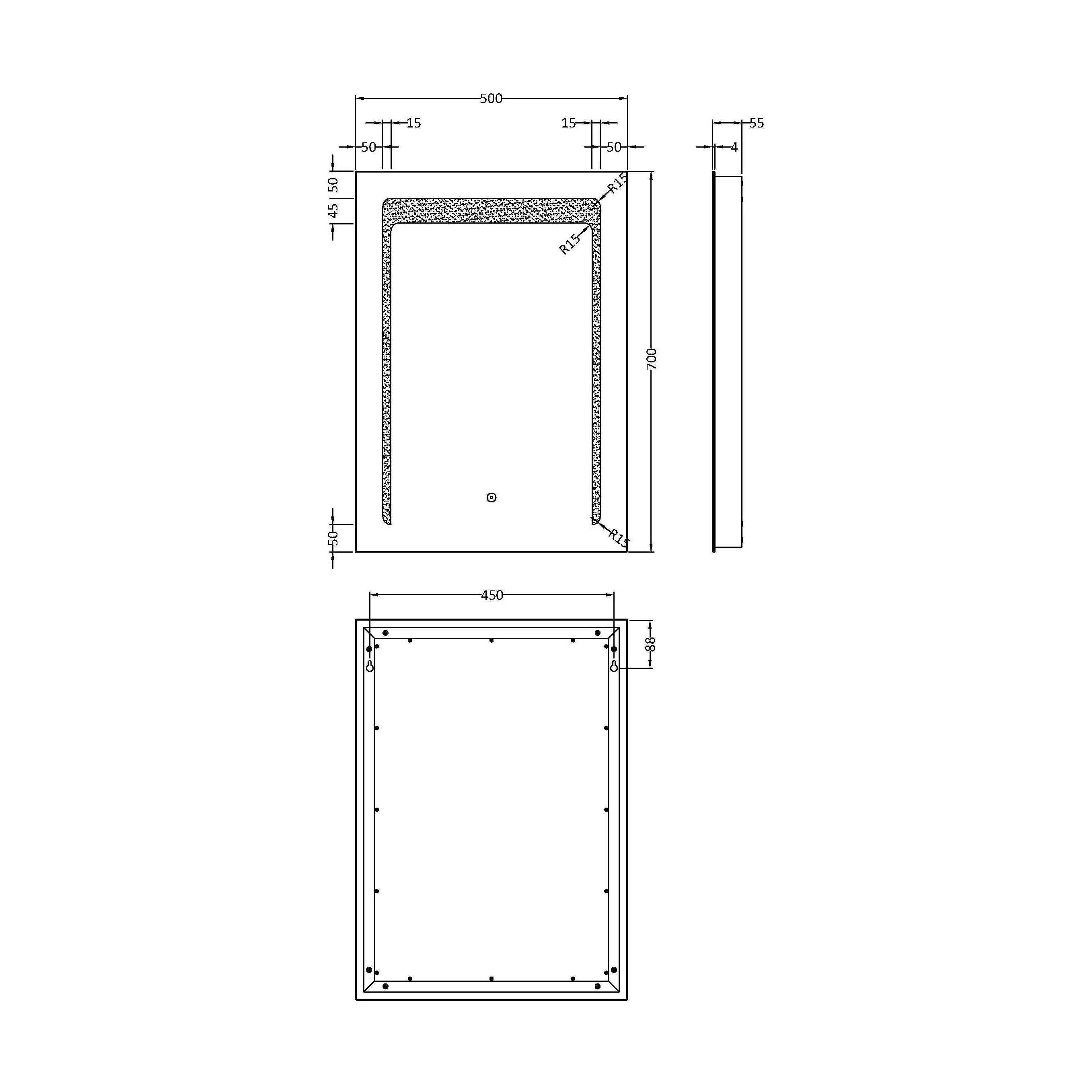 Talke Rectangular LED Illuminated Touch Sensor Mirror with Demister, 700mm x 500mm - Image 4