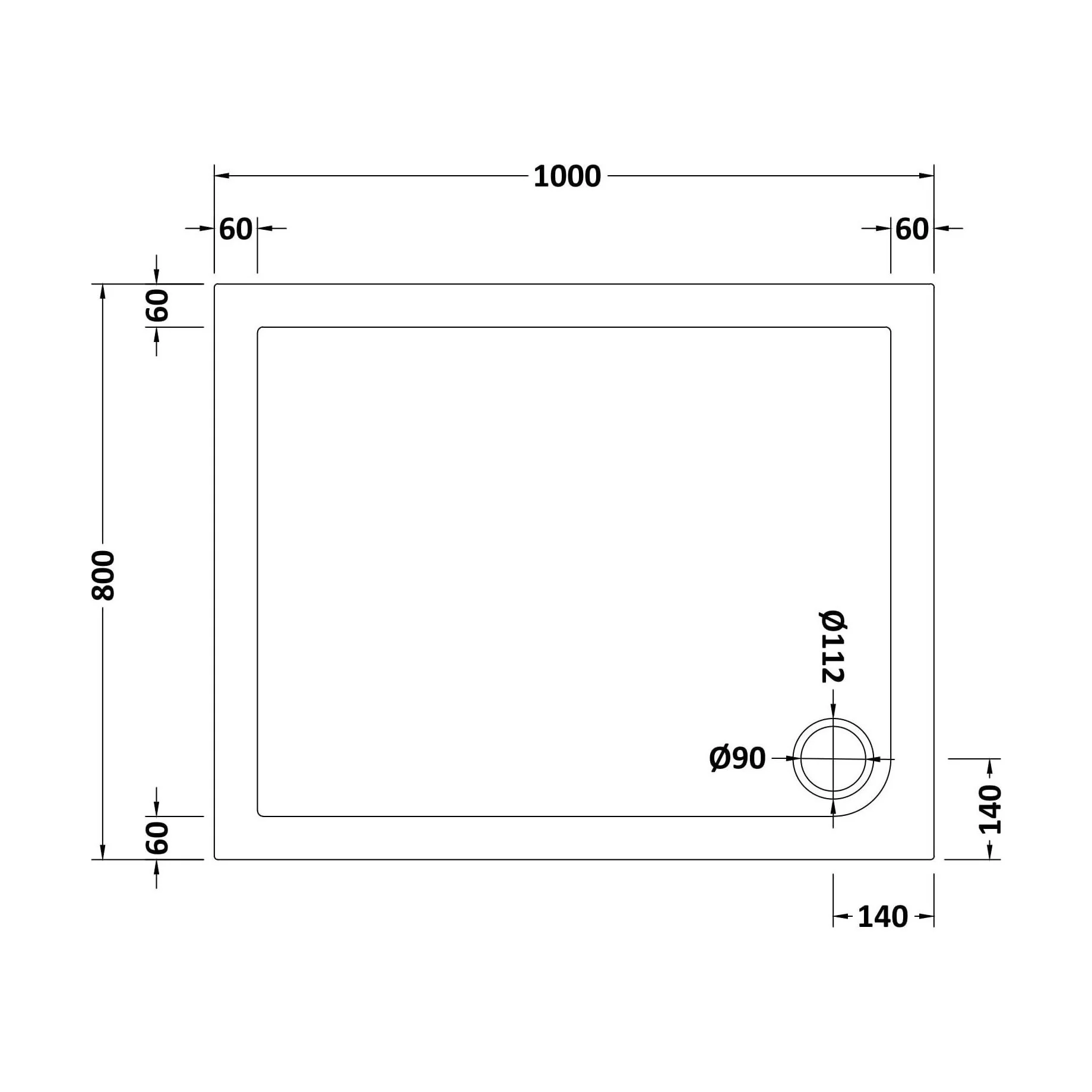 Slip Resistant Slimline Rectangular Shower Tray - Choice of Size - Image 31