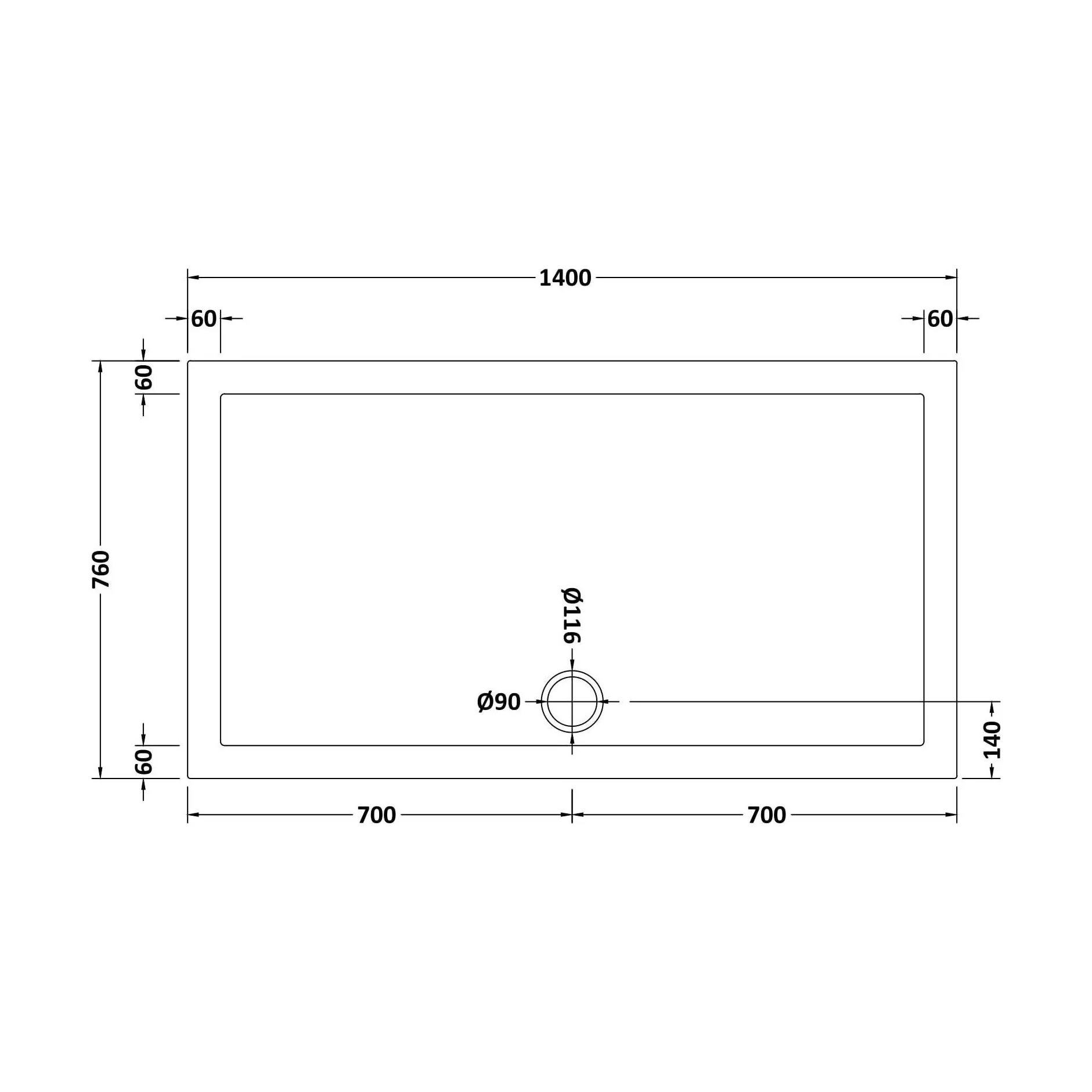 Slip Resistant Slimline Rectangular Shower Tray - Choice of Size - Image 43