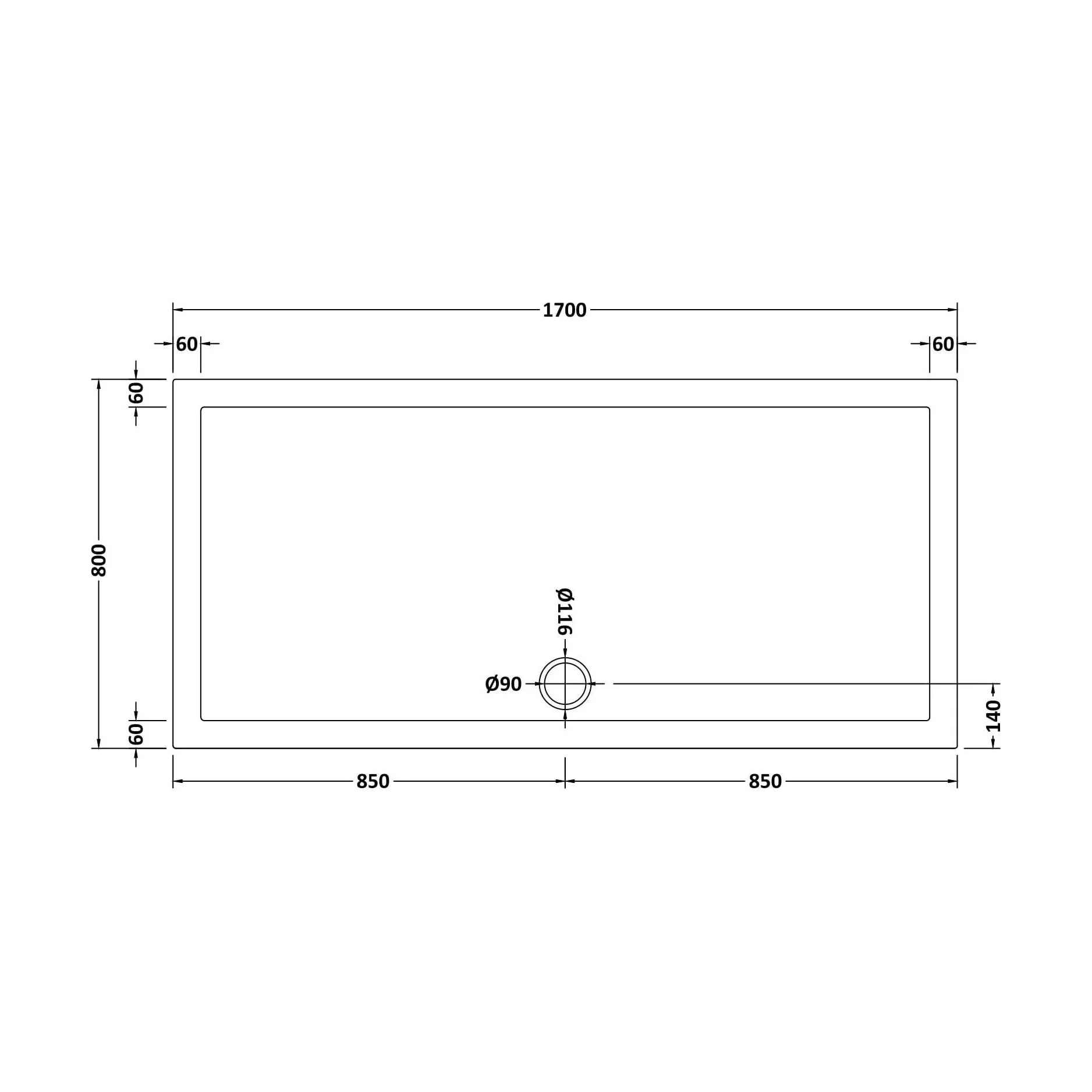 Slip Resistant Slimline Rectangular Shower Tray - Choice of Size - Image 50