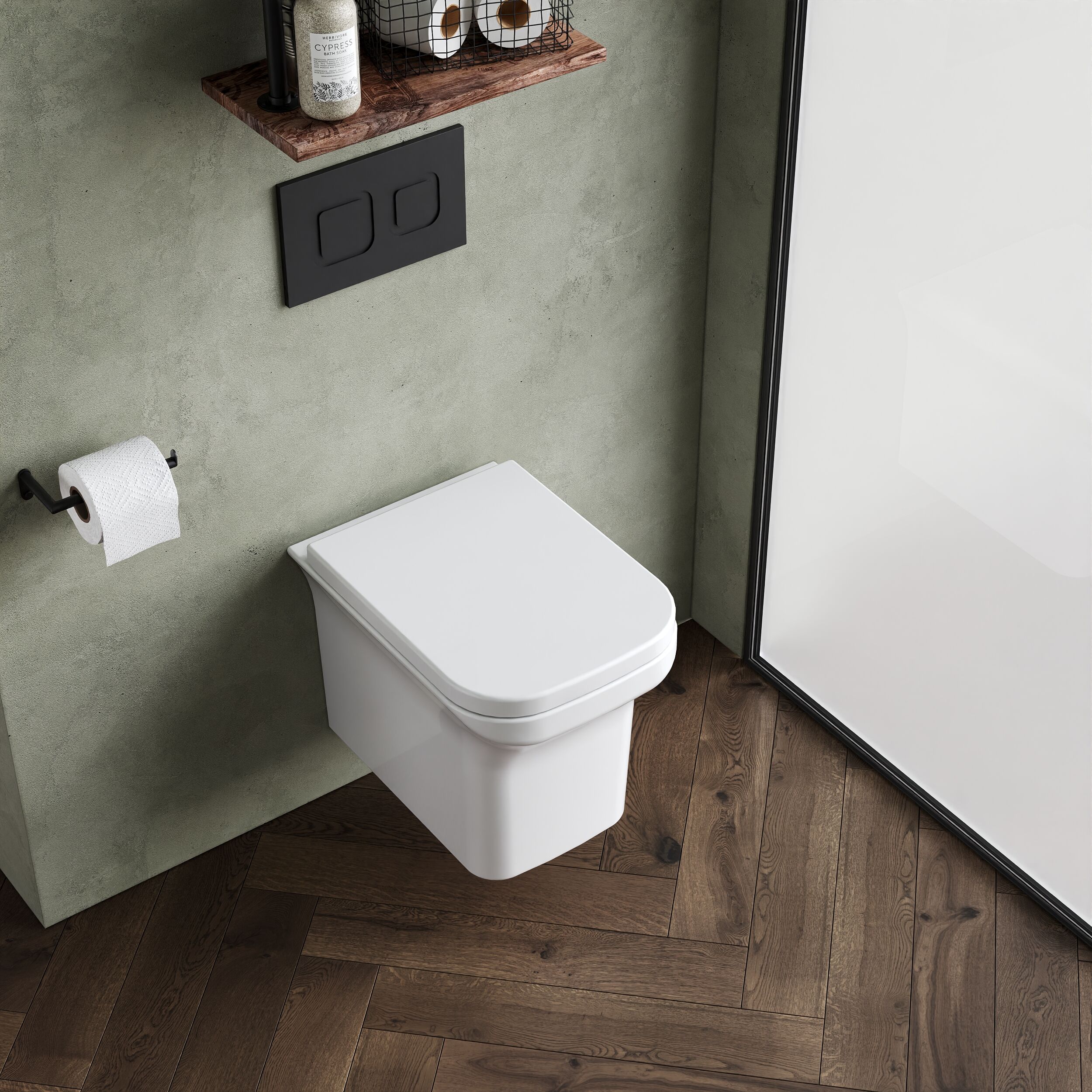 Hilderstone Modern Wall Hung Toilet Pan with Soft Close Seat - Image 3