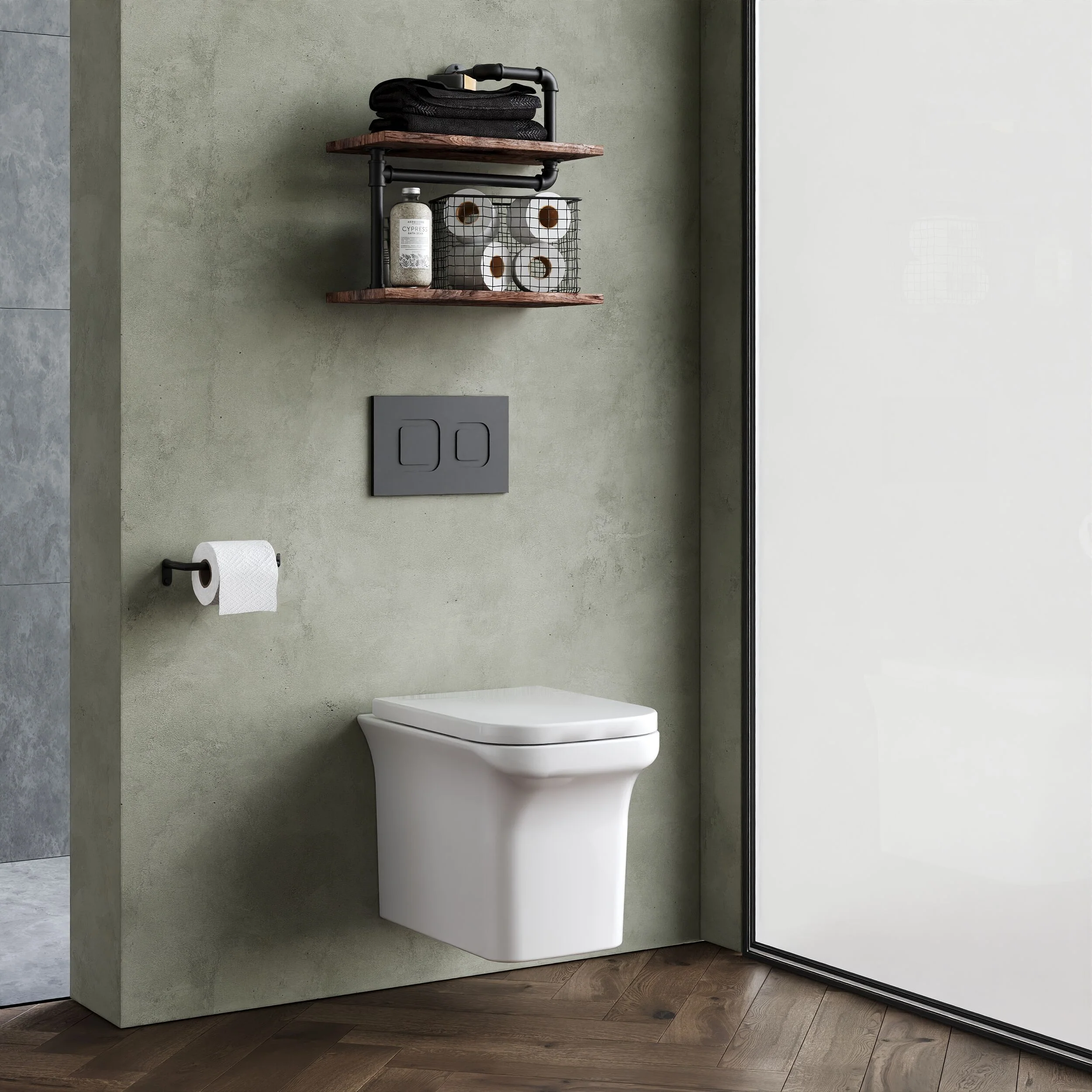 Hilderstone Modern Wall Hung Toilet Pan with Soft Close Seat - Image 4