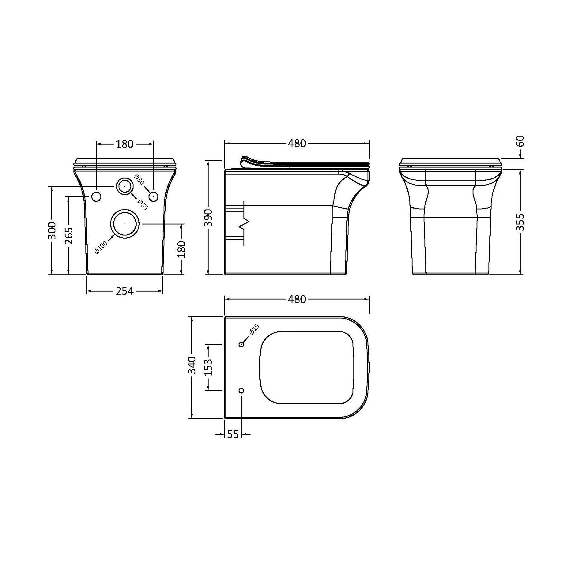 Hilderstone Modern Wall Hung Toilet Pan with Soft Close Seat - Image 5