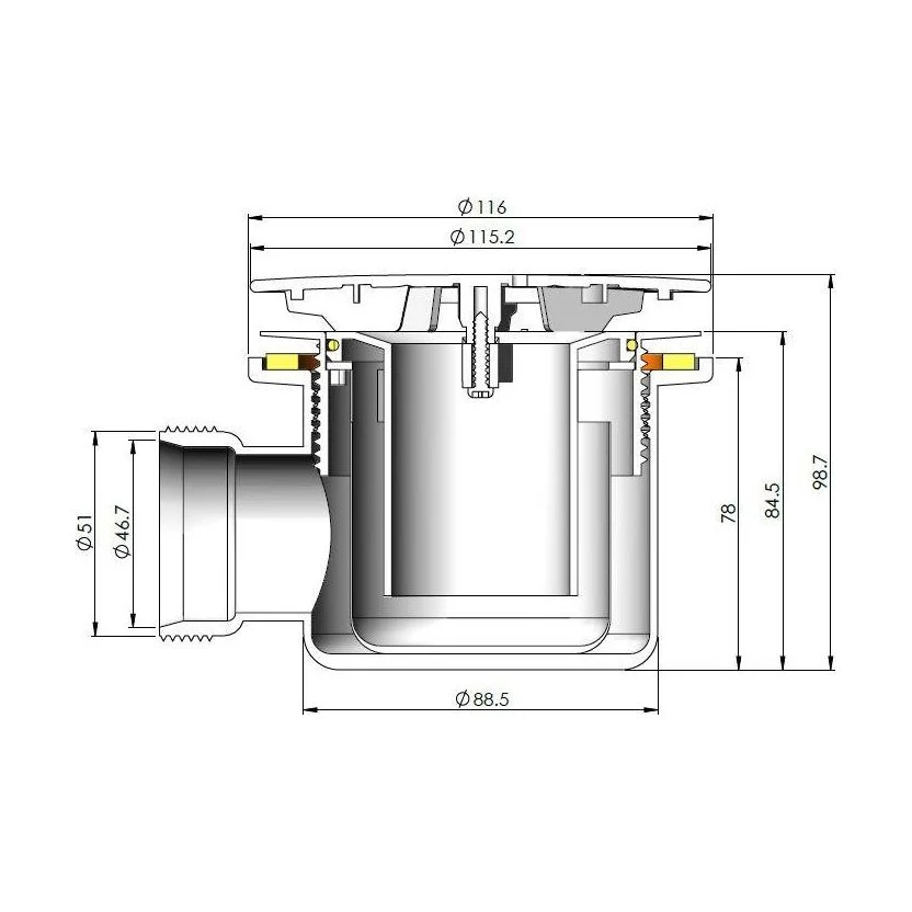 Contemporary Fast Flow Shower Tray Waste with Cover - Multiple Finishes (116x116x99mm) - Image 22