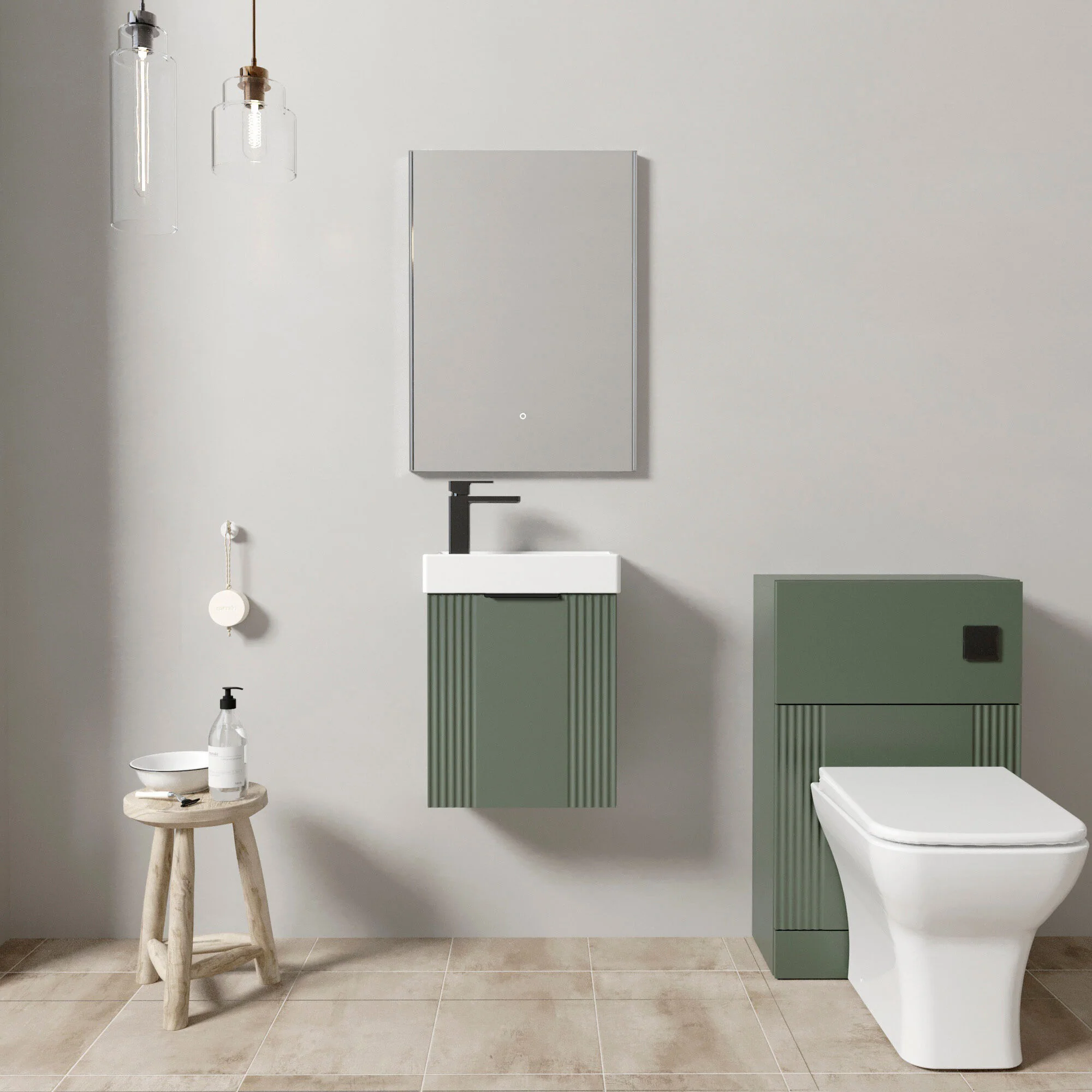 Belvide Wall Hung Cloakroom Suite, Vanity Basin Unit, Toilet & Tap - Image 10