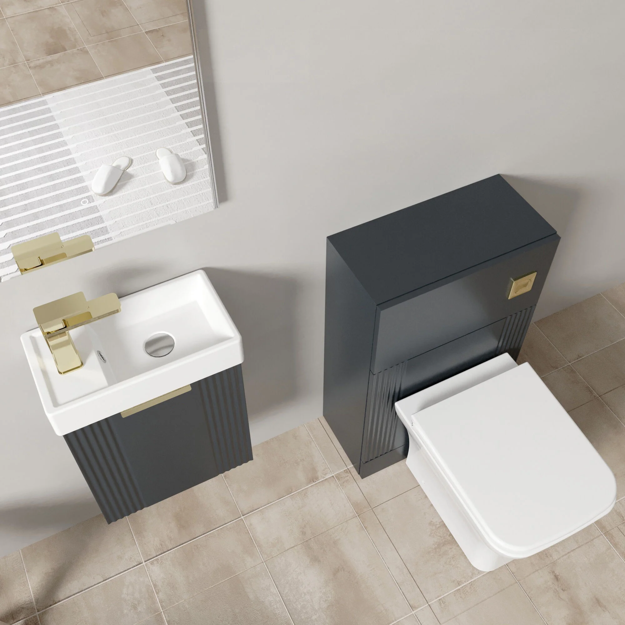 Belvide Wall Hung Cloakroom Suite, Vanity Basin Unit, Toilet & Tap - Image 13
