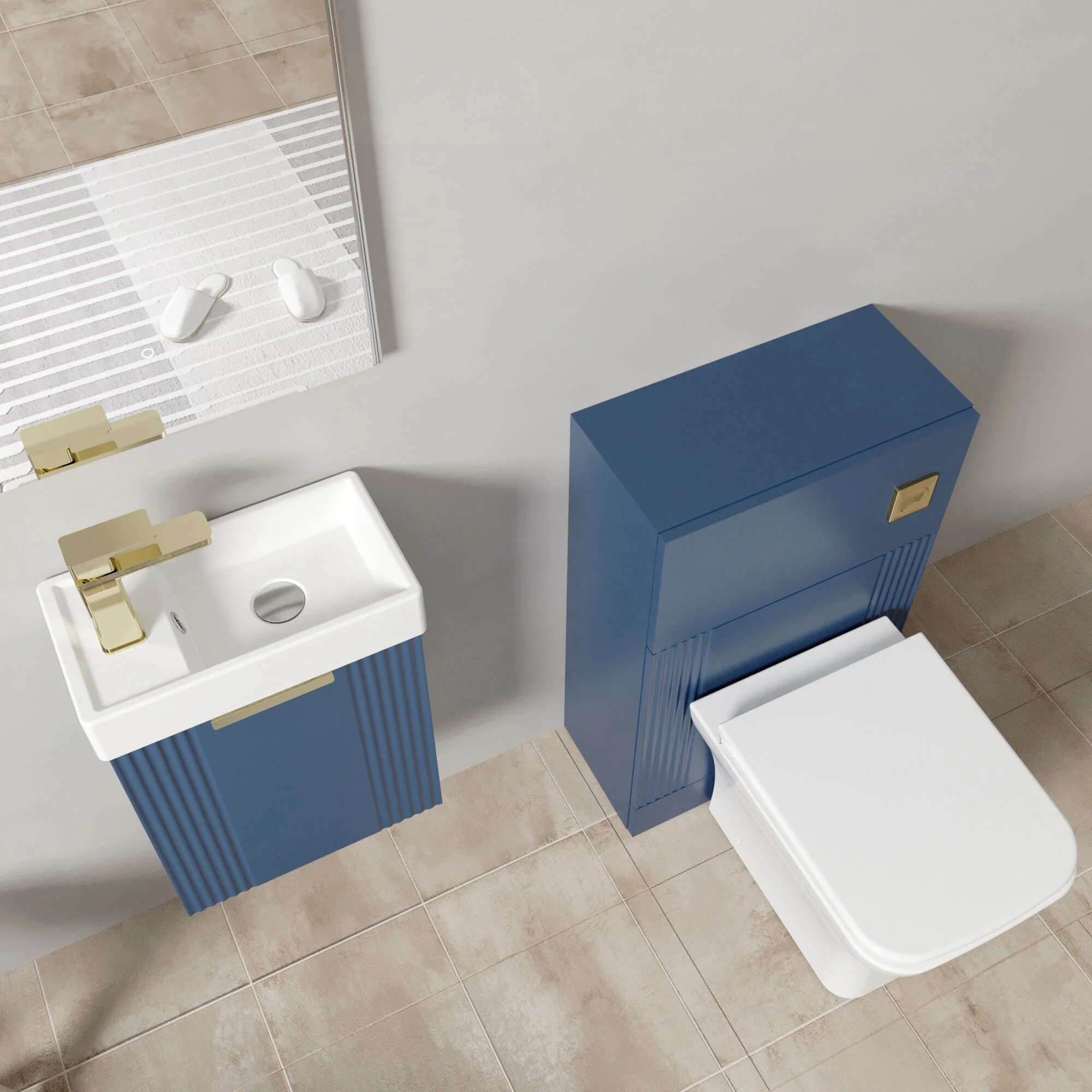 Belvide Wall Hung Cloakroom Suite, Vanity Basin Unit, Toilet & Tap - Image 14