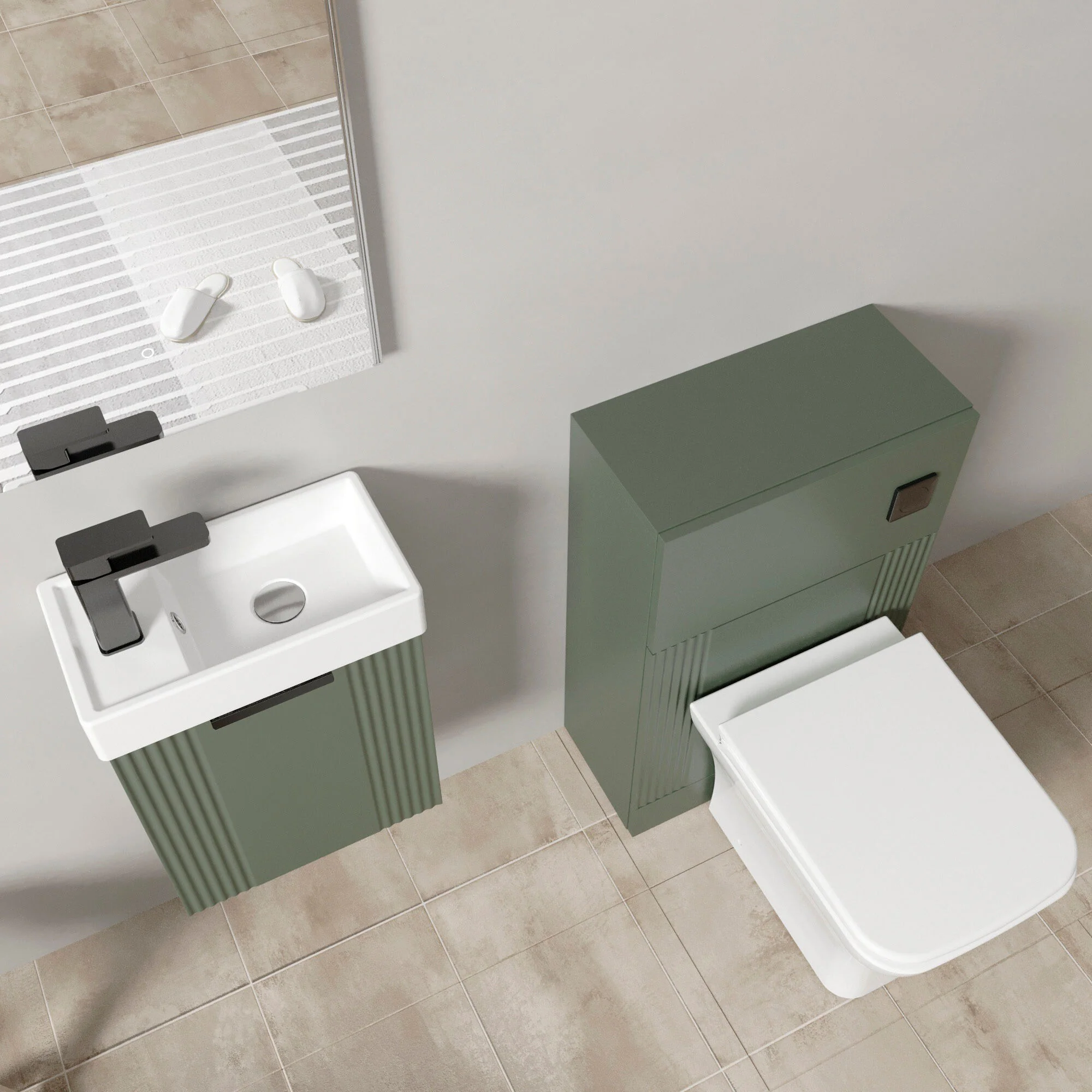 Belvide Wall Hung Cloakroom Suite, Vanity Basin Unit, Toilet & Tap - Image 15