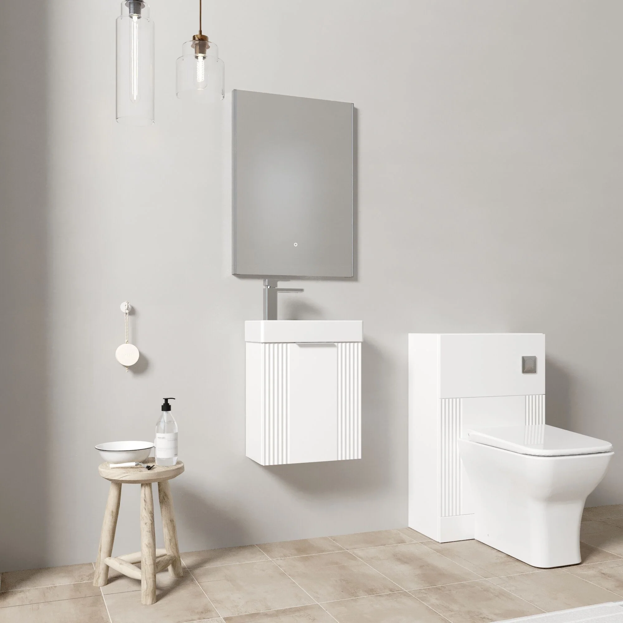 Belvide Wall Hung Cloakroom Suite, Vanity Basin Unit, Toilet & Tap - Image 16