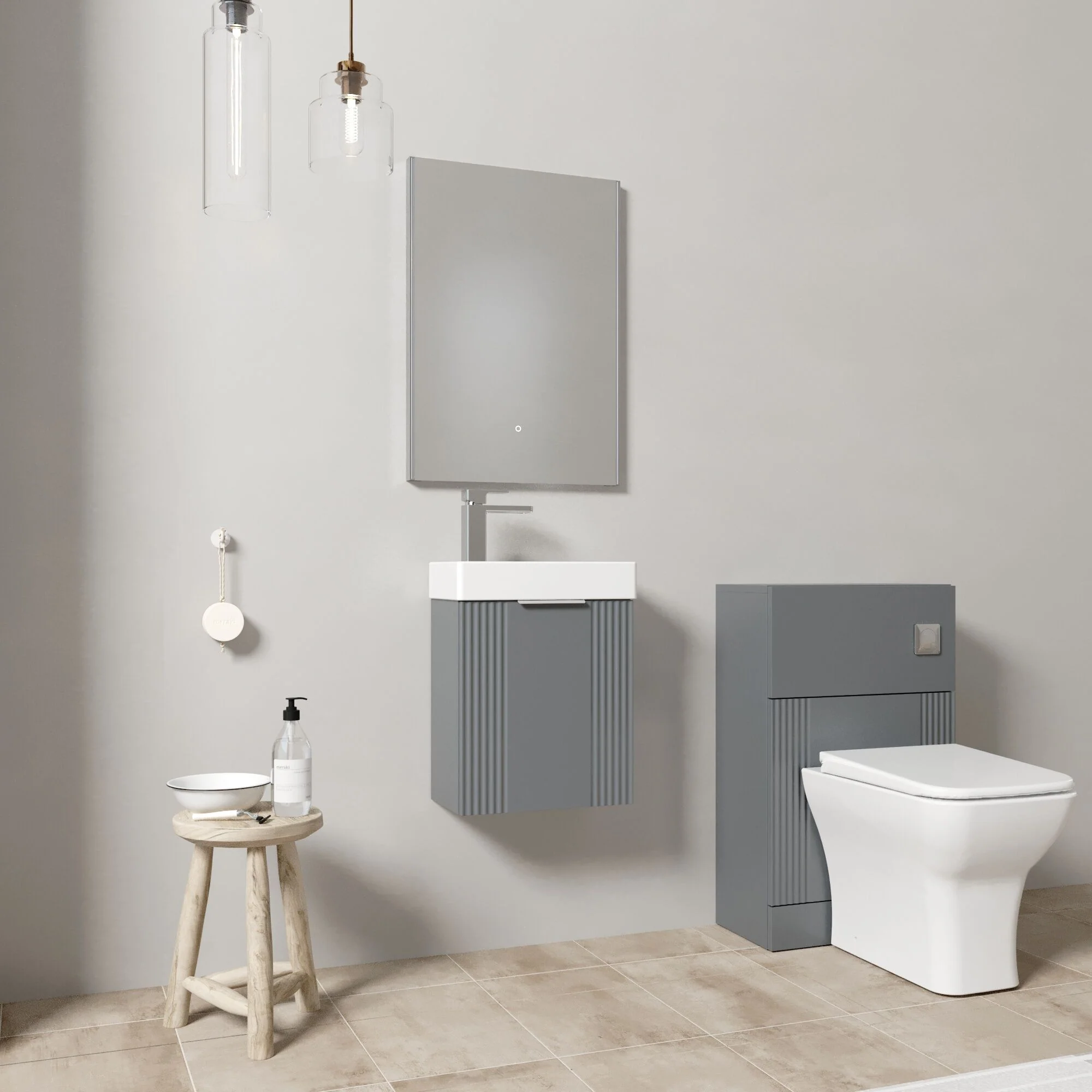 Belvide Wall Hung Cloakroom Suite, Vanity Basin Unit, Toilet & Tap - Image 17