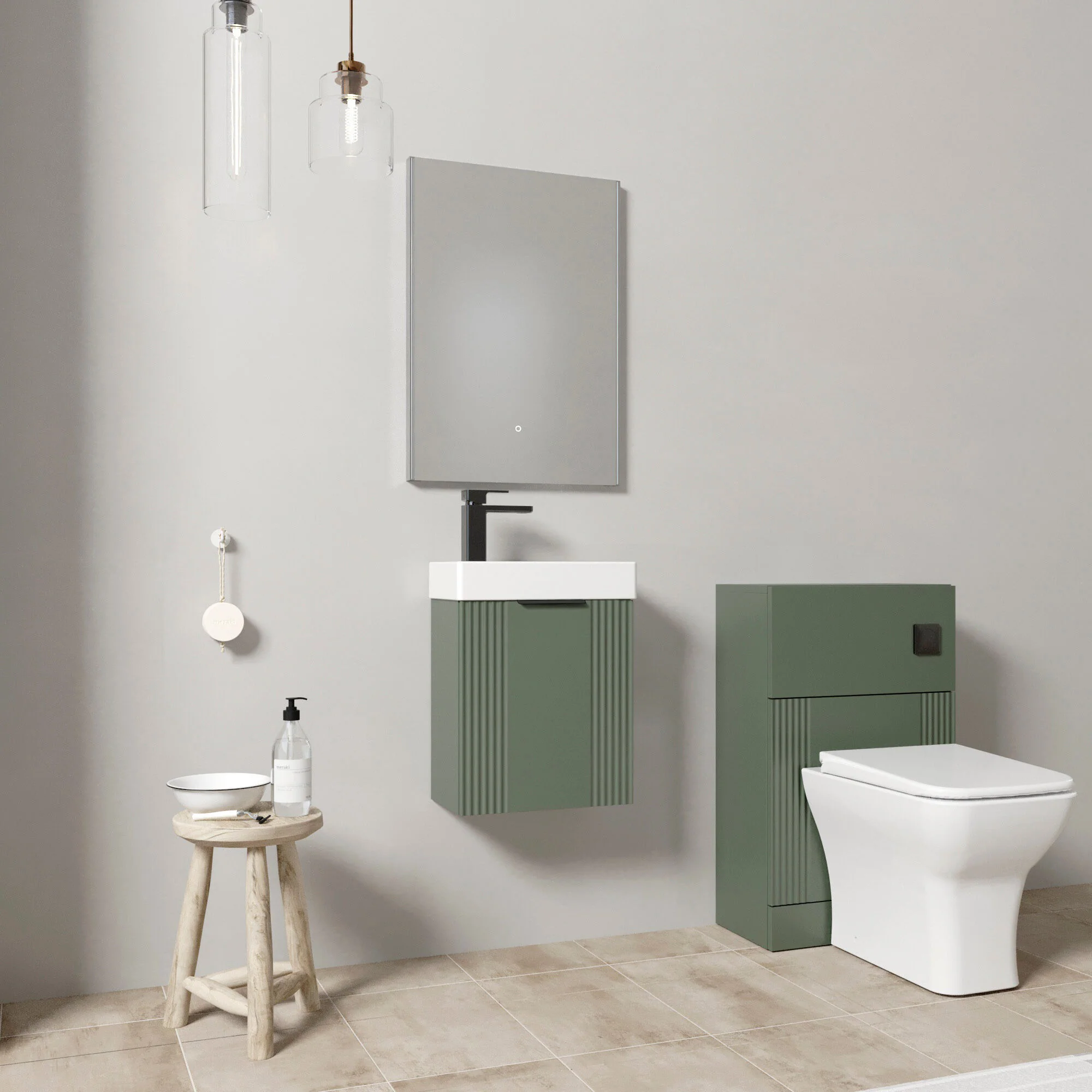 Belvide Wall Hung Cloakroom Suite, Vanity Basin Unit, Toilet & Tap - Image 20