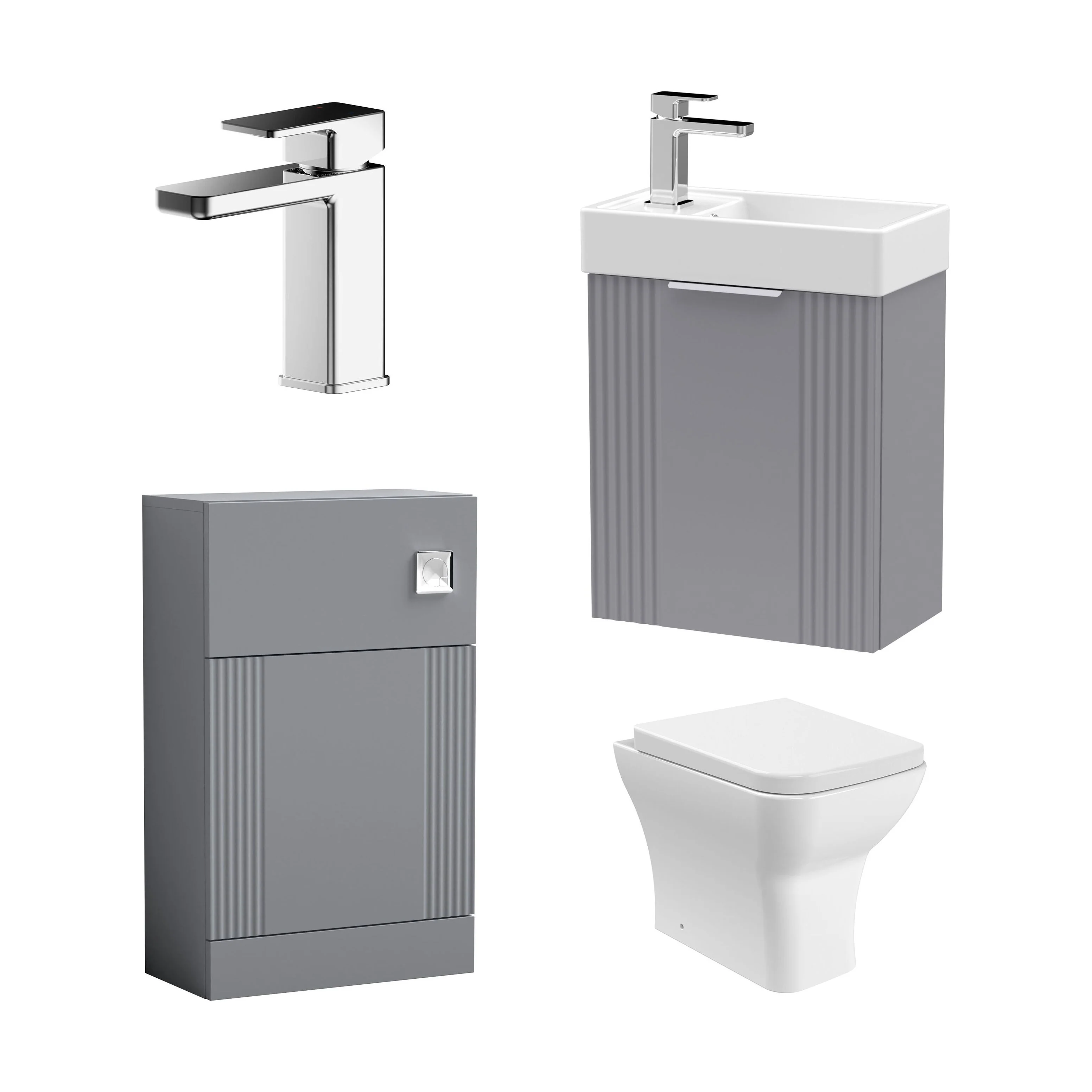 Belvide Wall Hung Cloakroom Suite, Vanity Basin Unit, Toilet & Tap - Image 22