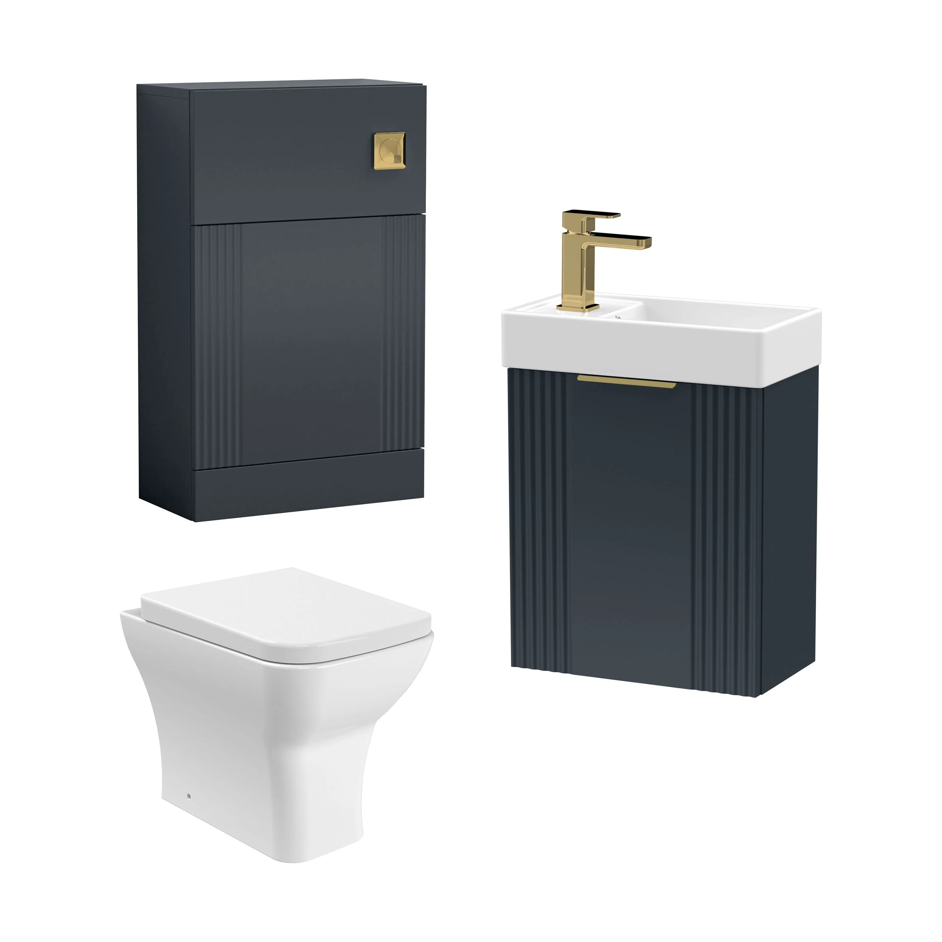 Belvide Wall Hung Cloakroom Suite, Vanity Basin Unit, Toilet & Tap - Image 23