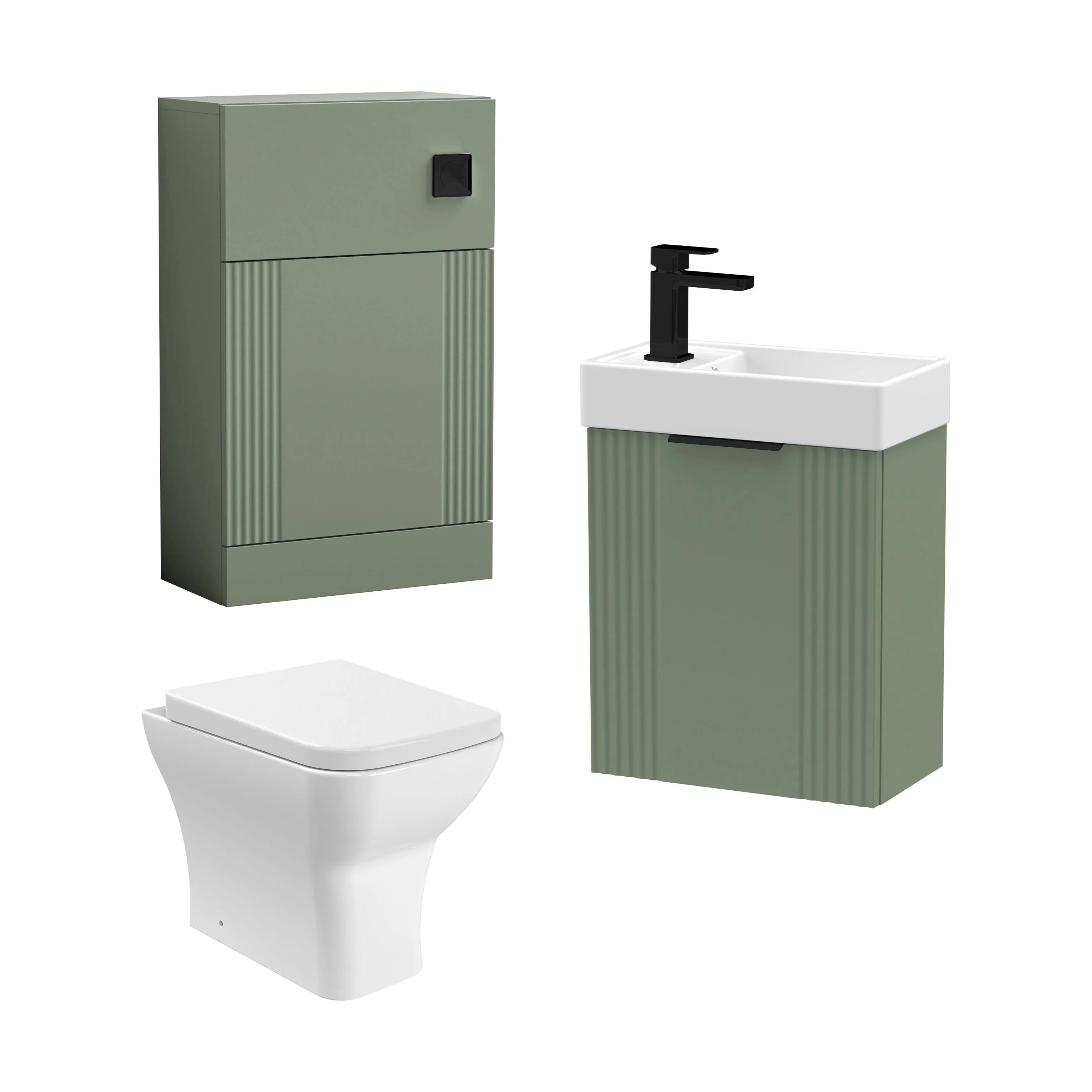 Belvide Wall Hung Cloakroom Suite, Vanity Basin Unit, Toilet & Tap - Image 25