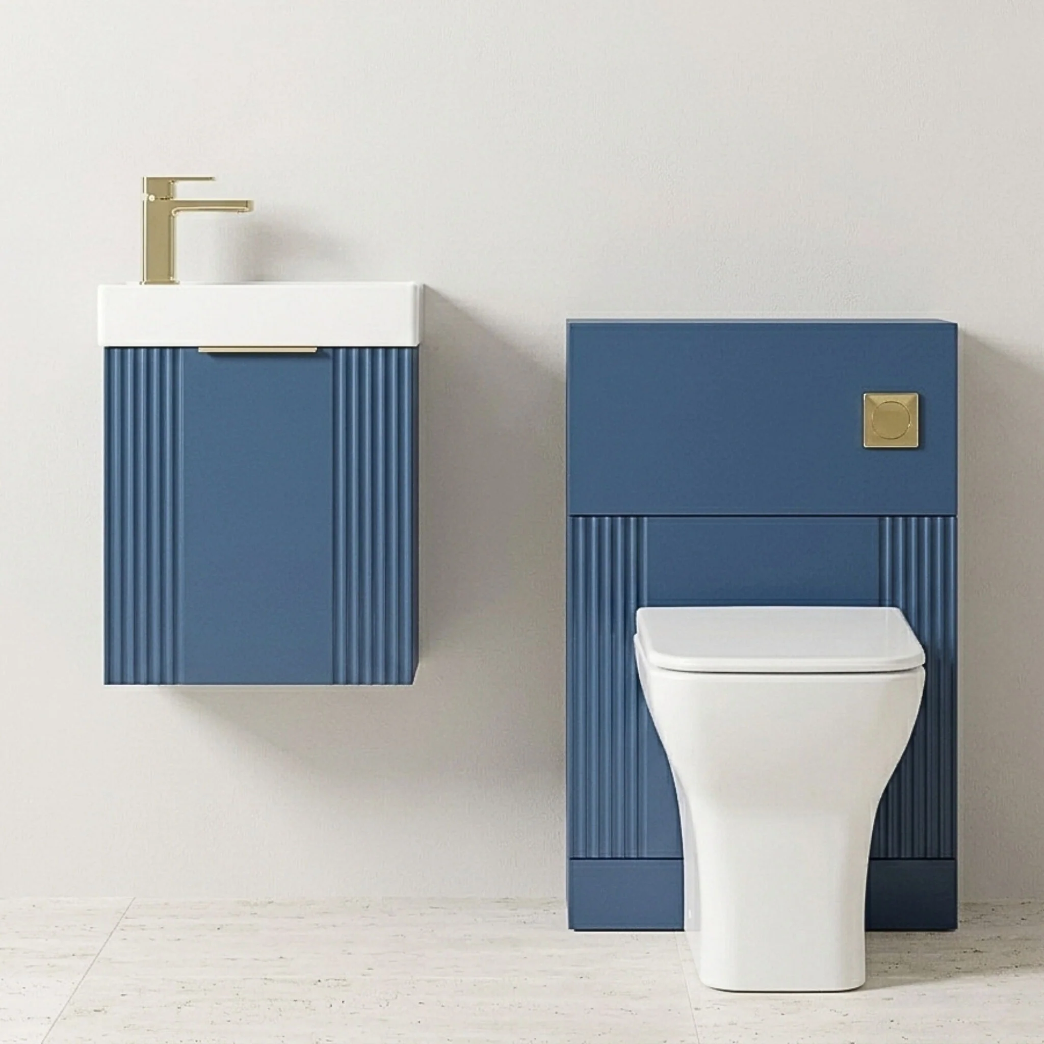 Belvide Wall Hung Cloakroom Suite, Vanity Basin Unit, Toilet & Tap - Image 4