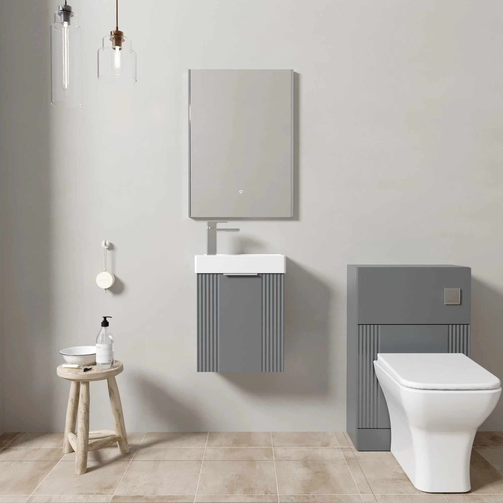 Belvide Wall Hung Cloakroom Suite, Vanity Basin Unit, Toilet & Tap - Image 7