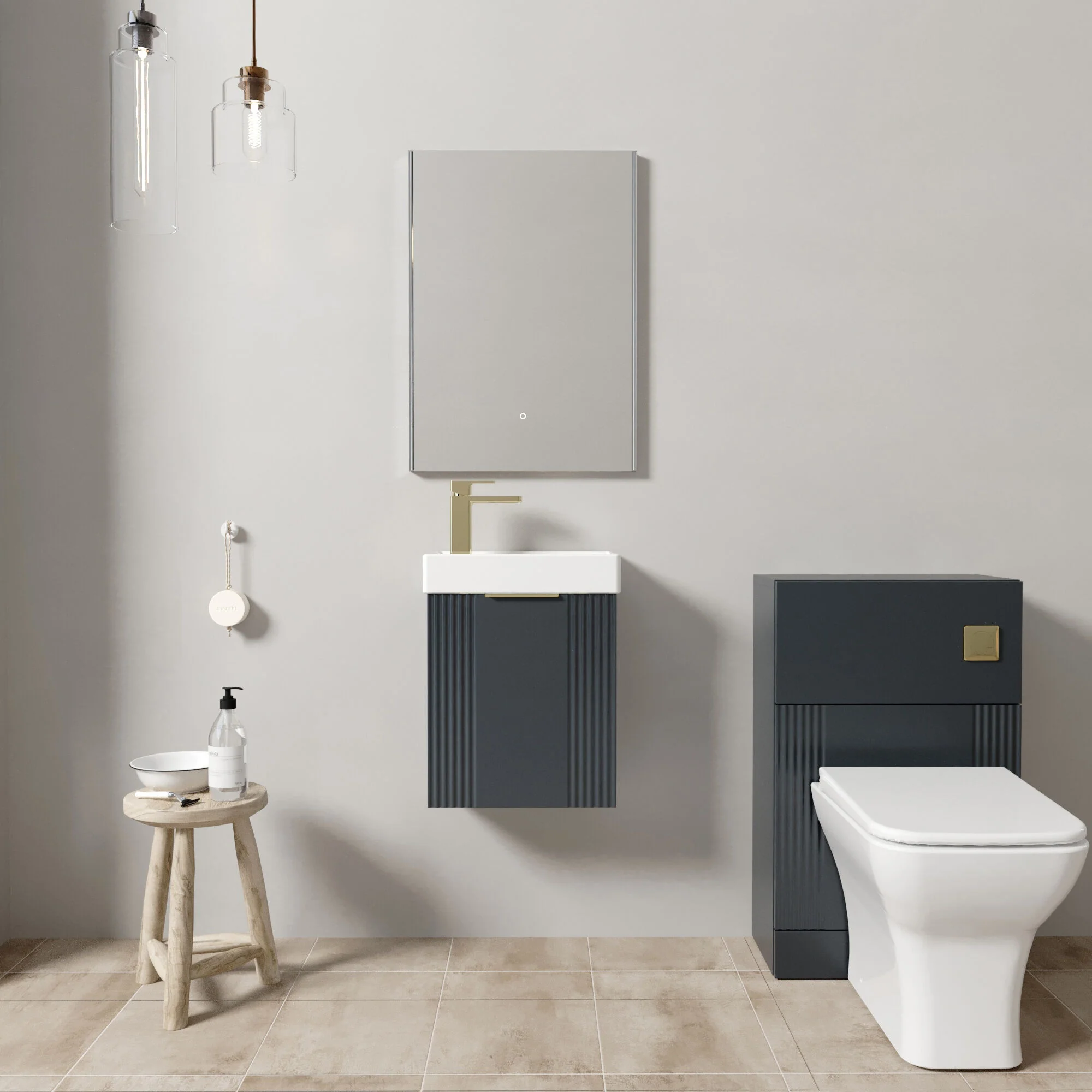 Belvide Wall Hung Cloakroom Suite, Vanity Basin Unit, Toilet & Tap - Image 8