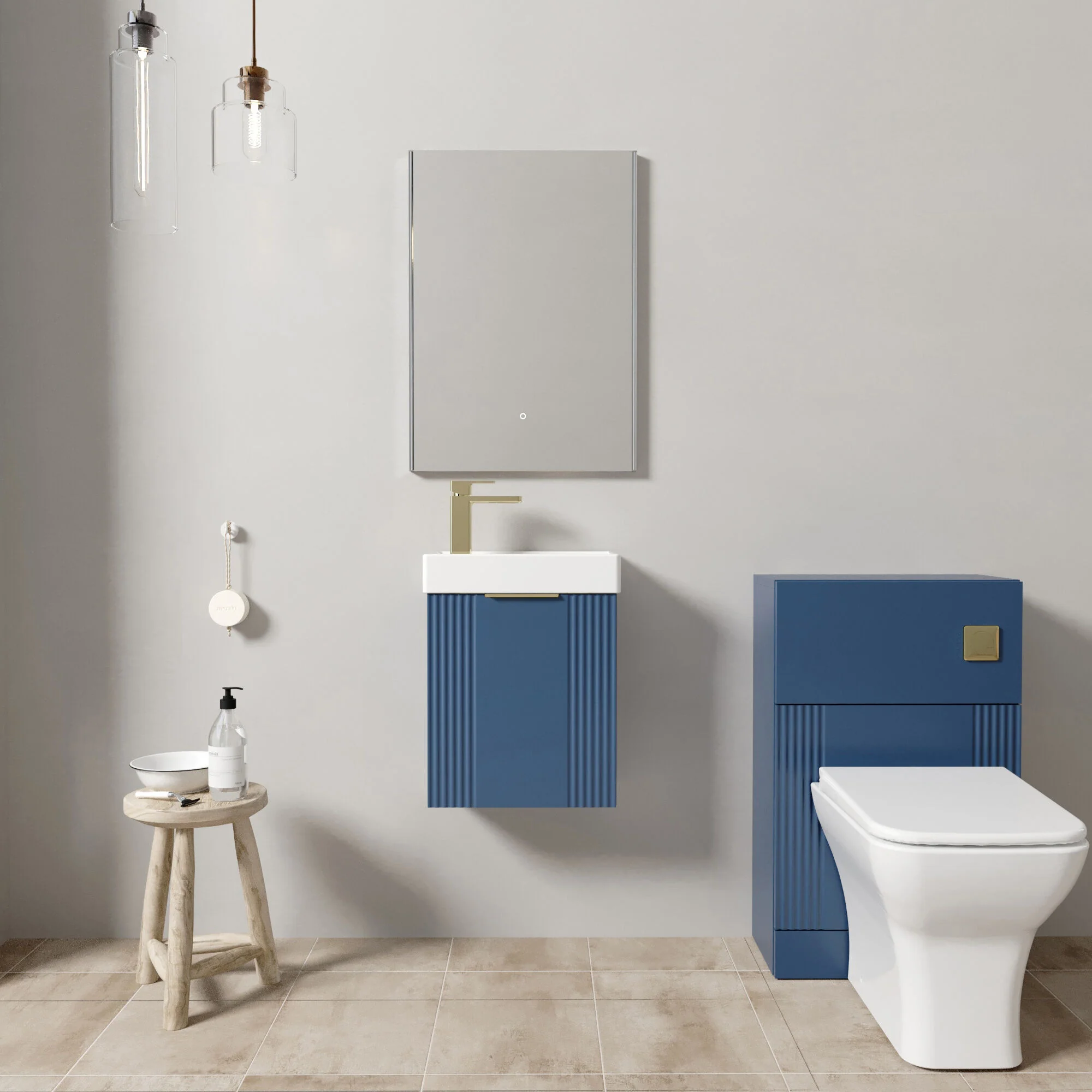 Belvide Wall Hung Cloakroom Suite, Vanity Basin Unit, Toilet & Tap - Image 9