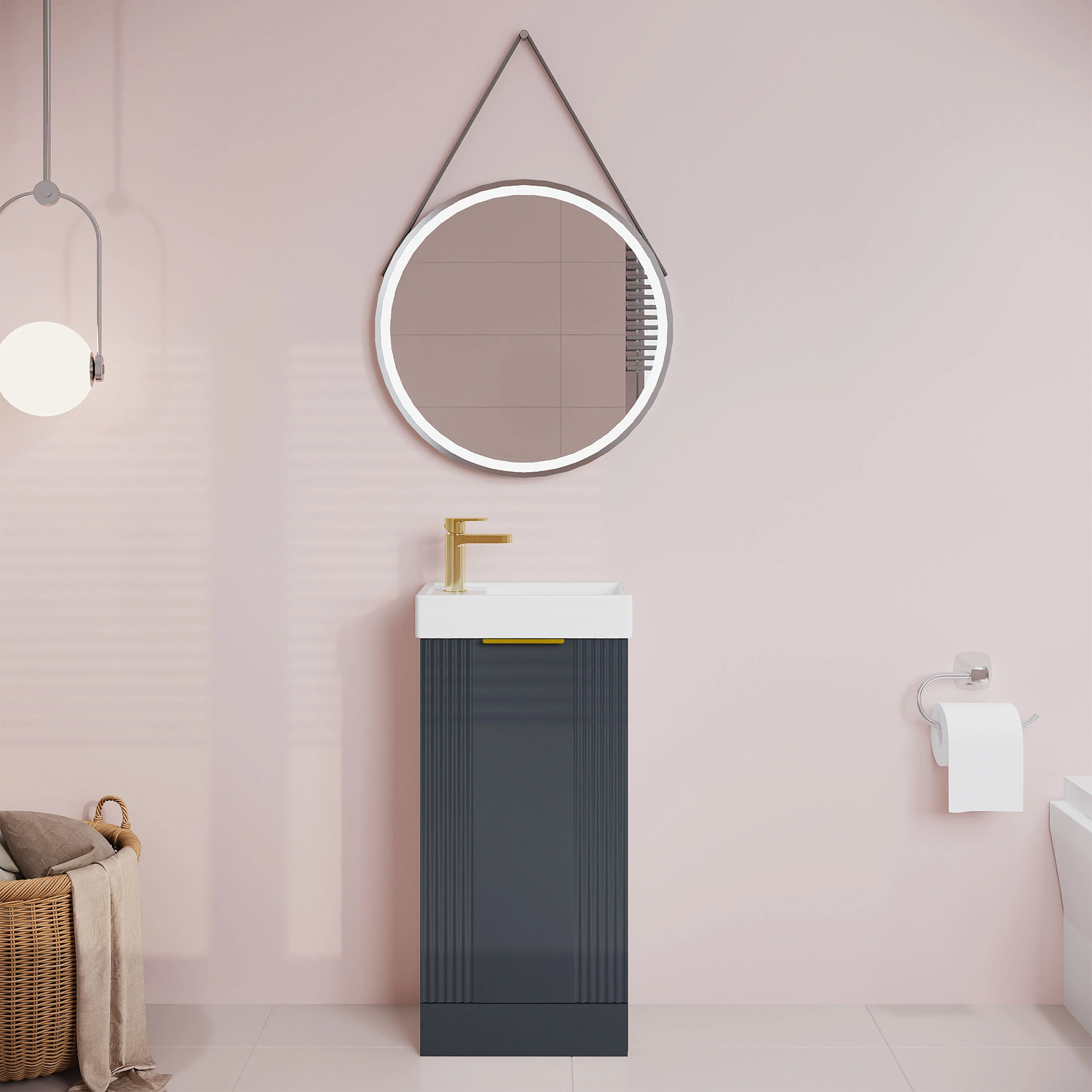 Belvide Retro Floor Standing Bathroom Cloakroom Vanity Basin Unit - 781 x 400 x 222mm - Multiple Colours - Image 14