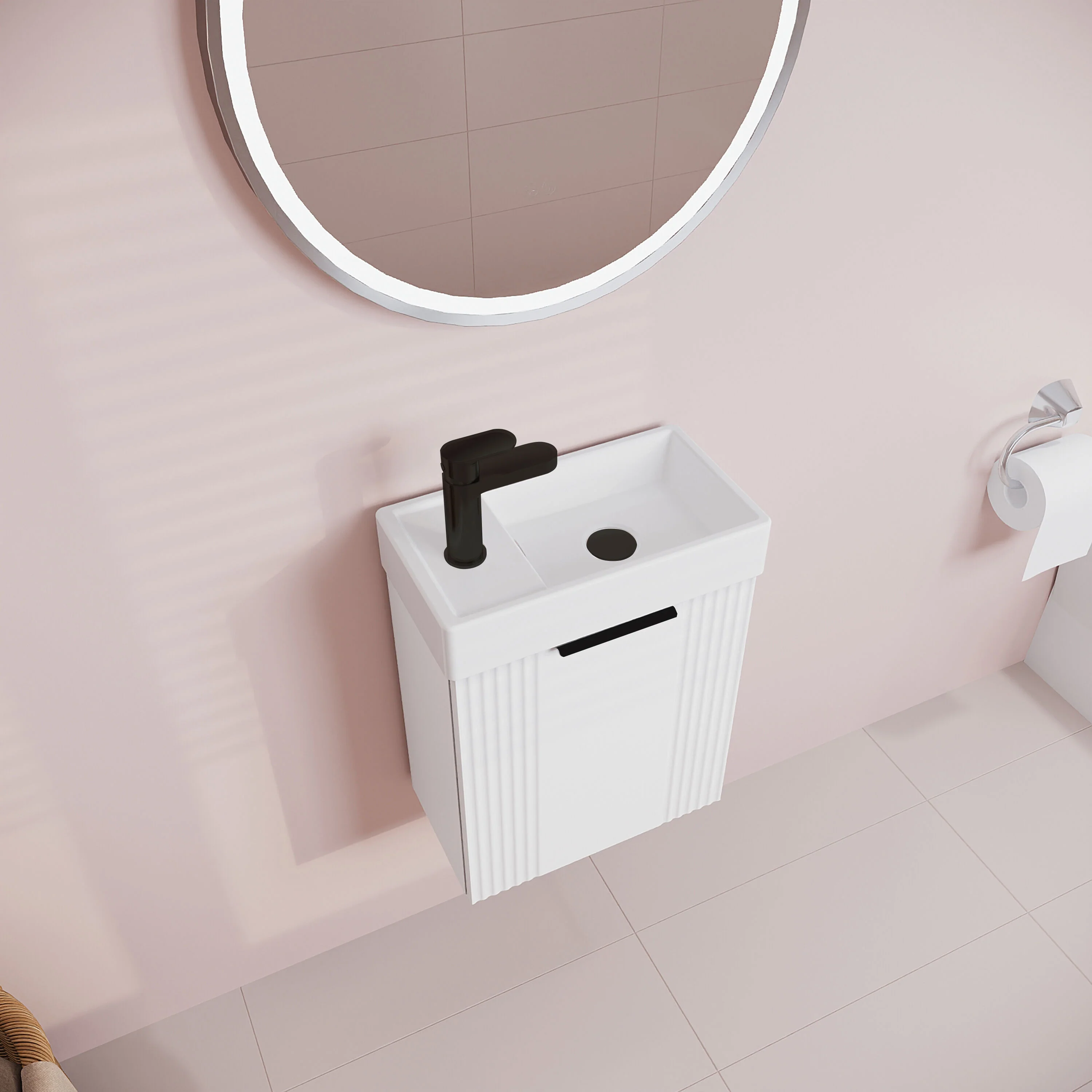 Belvide Retro Floor Standing Bathroom Cloakroom Vanity Basin Unit - 781 x 400 x 222mm - Multiple Colours - Image 25