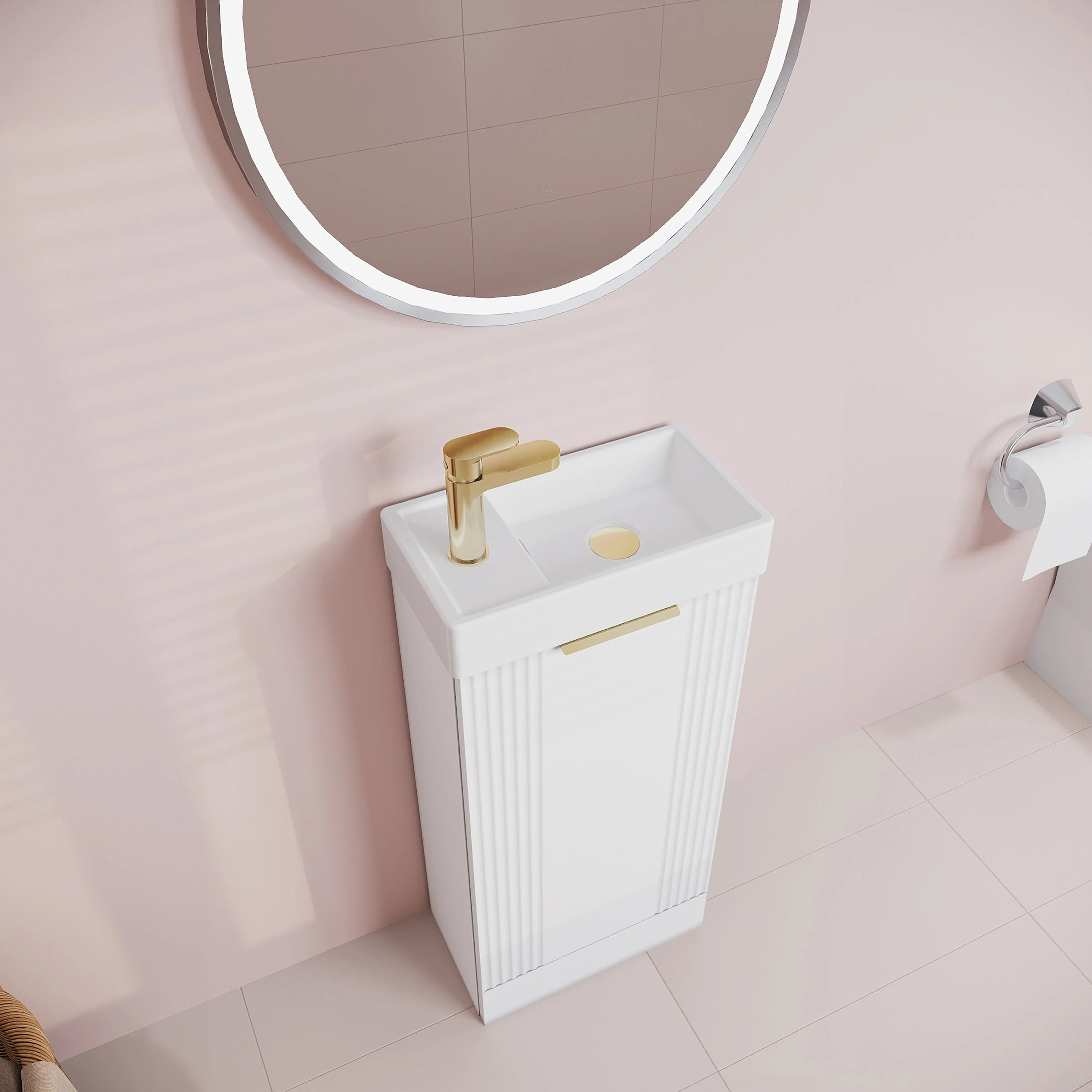 Belvide Retro Floor Standing Bathroom Cloakroom Vanity Basin Unit - 781 x 400 x 222mm - Multiple Colours - Image 26