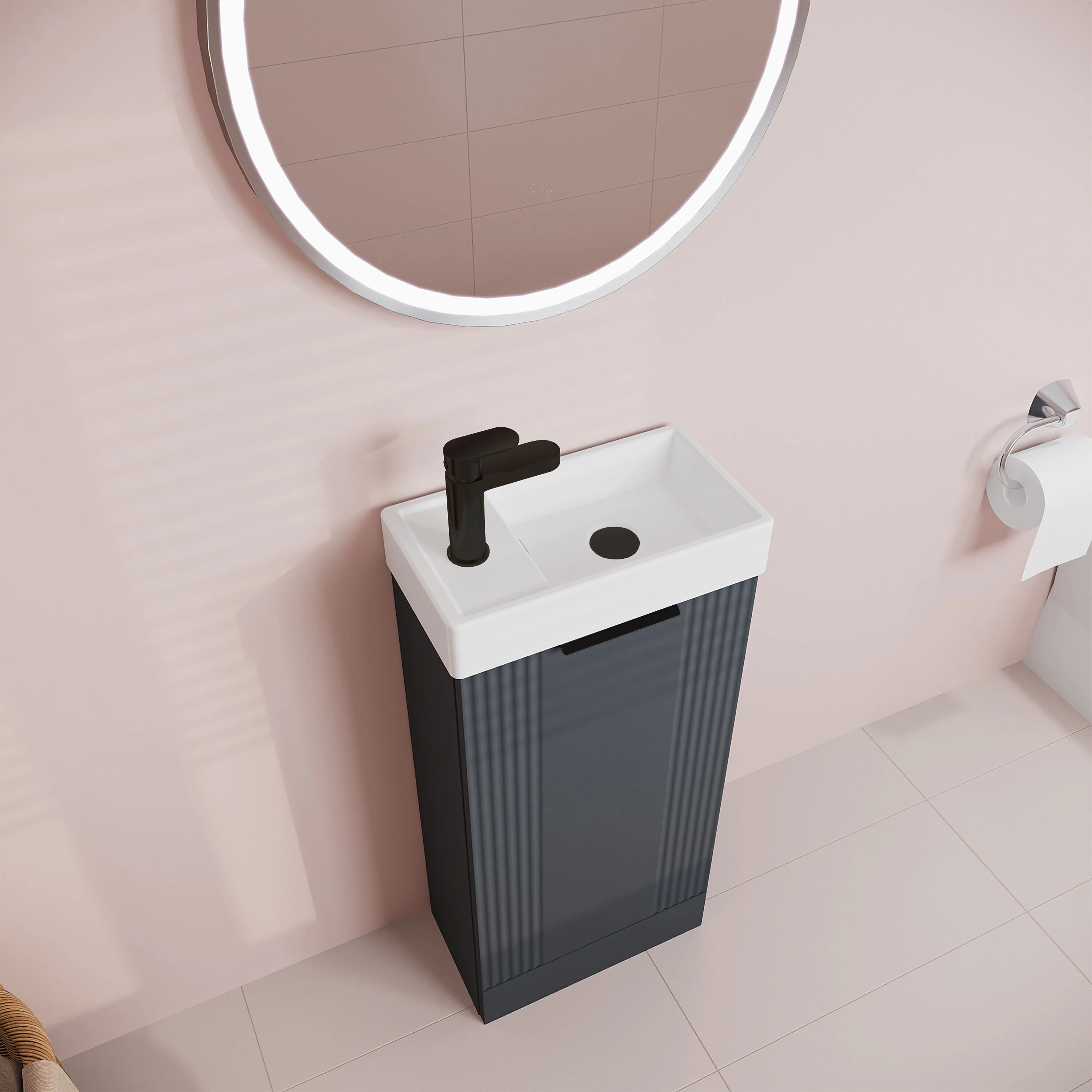 Belvide Retro Floor Standing Bathroom Cloakroom Vanity Basin Unit - 781 x 400 x 222mm - Multiple Colours - Image 28