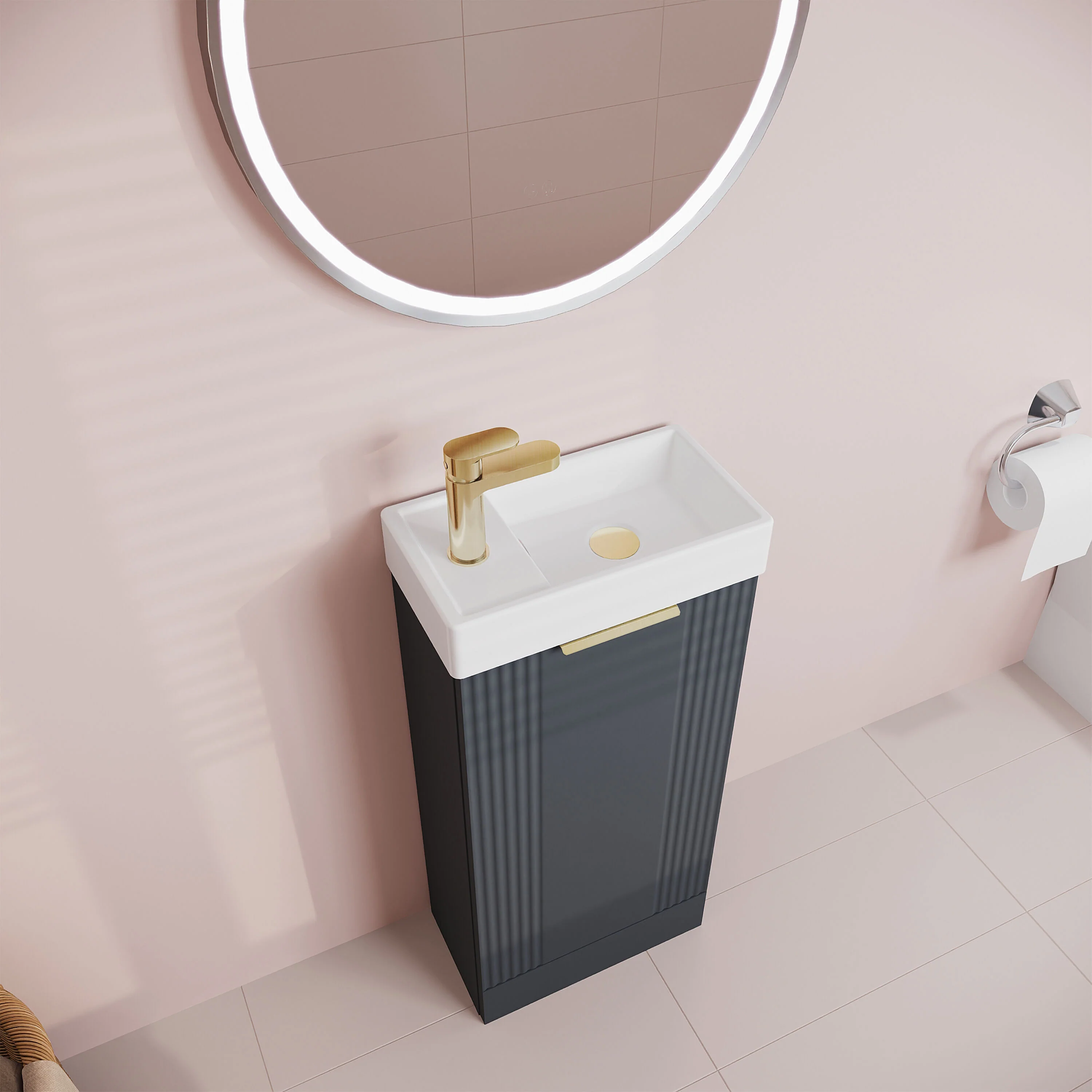Belvide Retro Floor Standing Bathroom Cloakroom Vanity Basin Unit - 781 x 400 x 222mm - Multiple Colours - Image 29