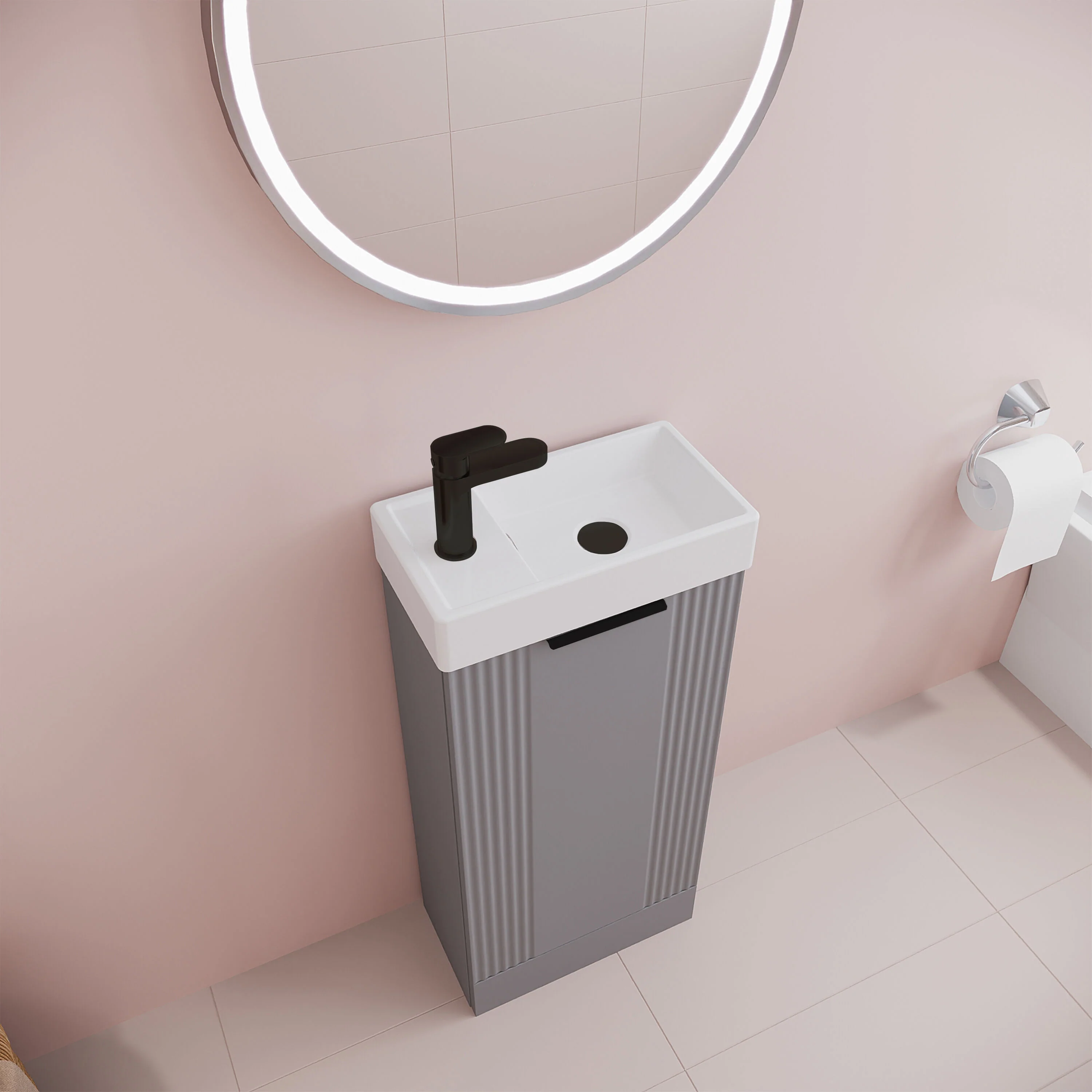 Belvide Retro Floor Standing Bathroom Cloakroom Vanity Basin Unit - 781 x 400 x 222mm - Multiple Colours - Image 31