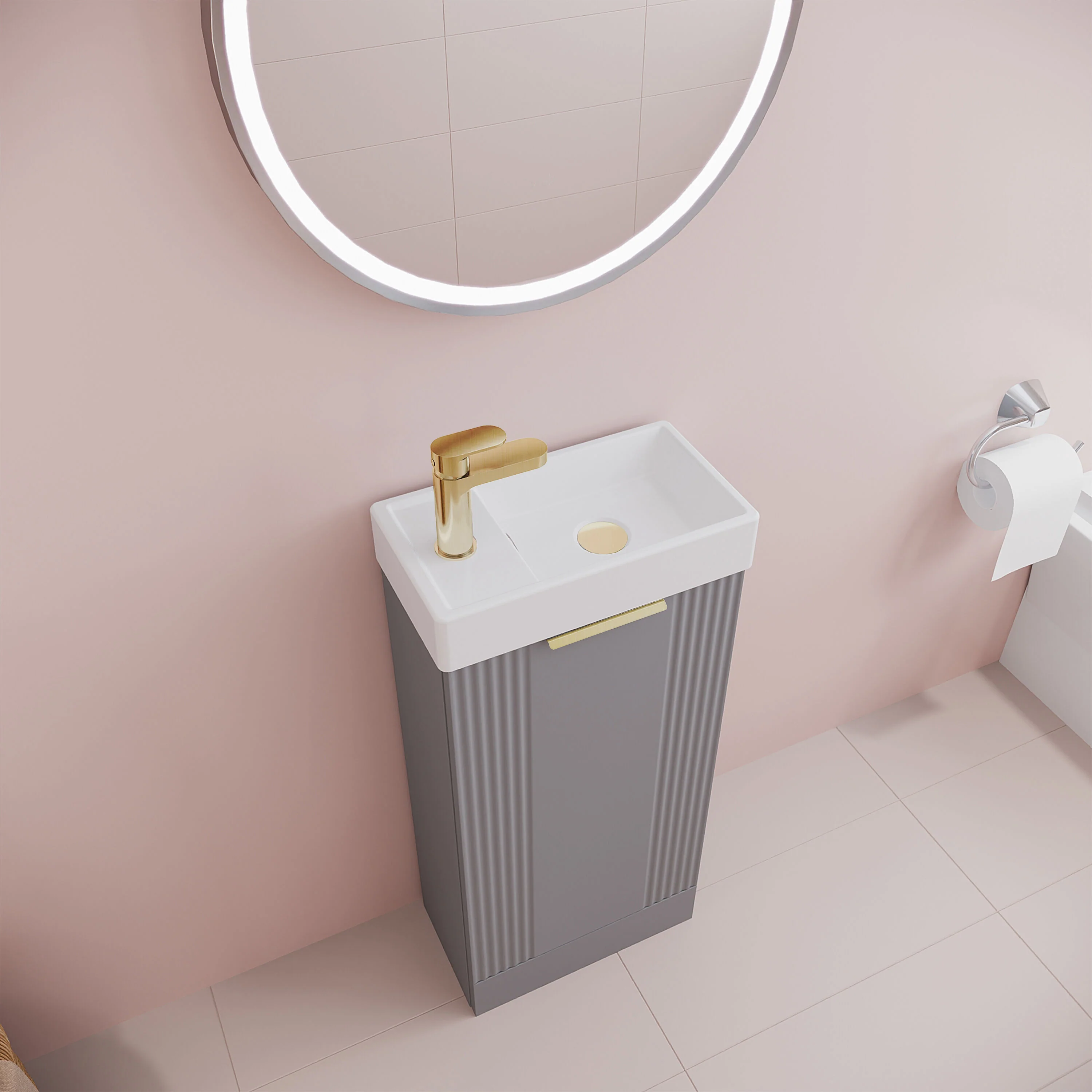 Belvide Retro Floor Standing Bathroom Cloakroom Vanity Basin Unit - 781 x 400 x 222mm - Multiple Colours - Image 32