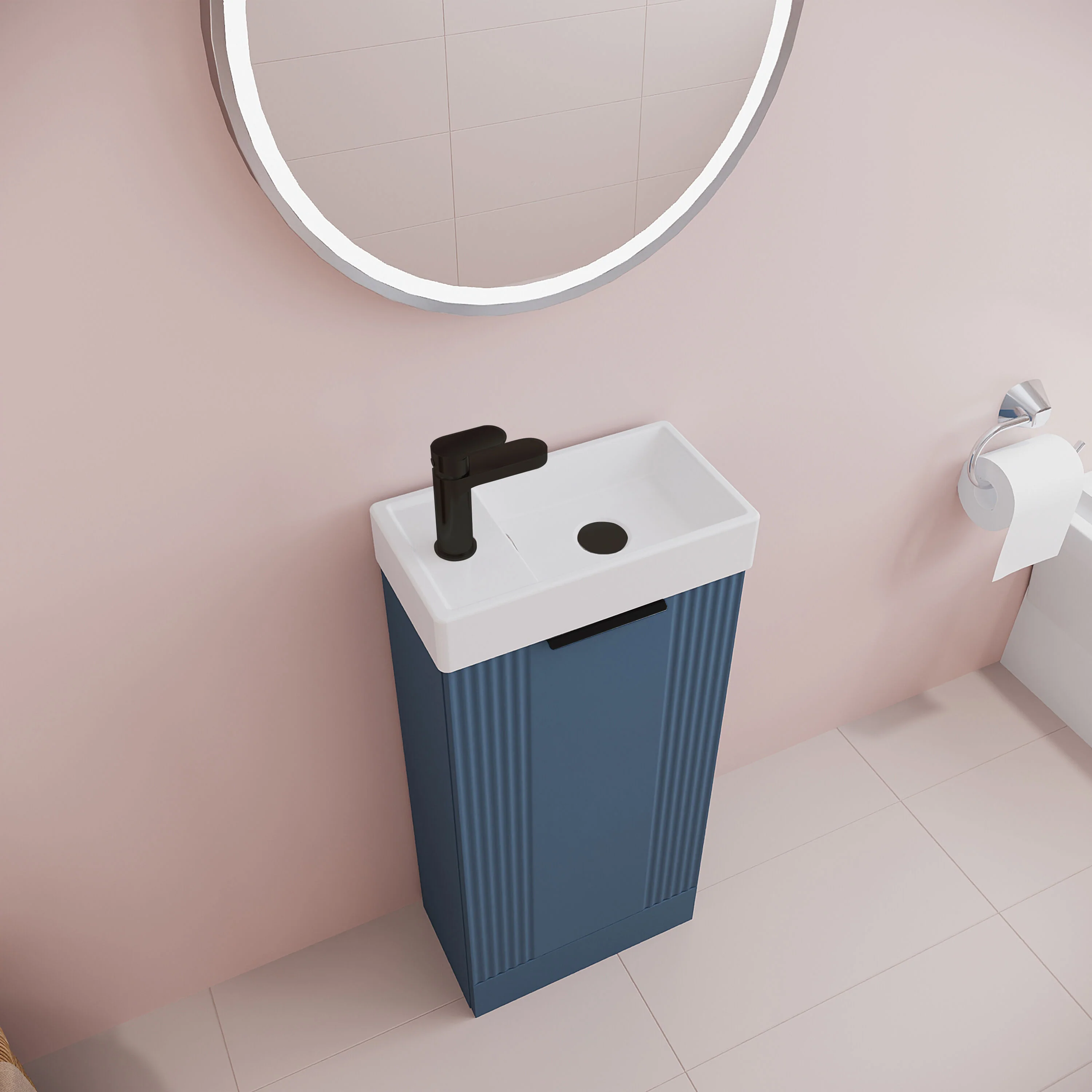 Belvide Retro Floor Standing Bathroom Cloakroom Vanity Basin Unit - 781 x 400 x 222mm - Multiple Colours - Image 34