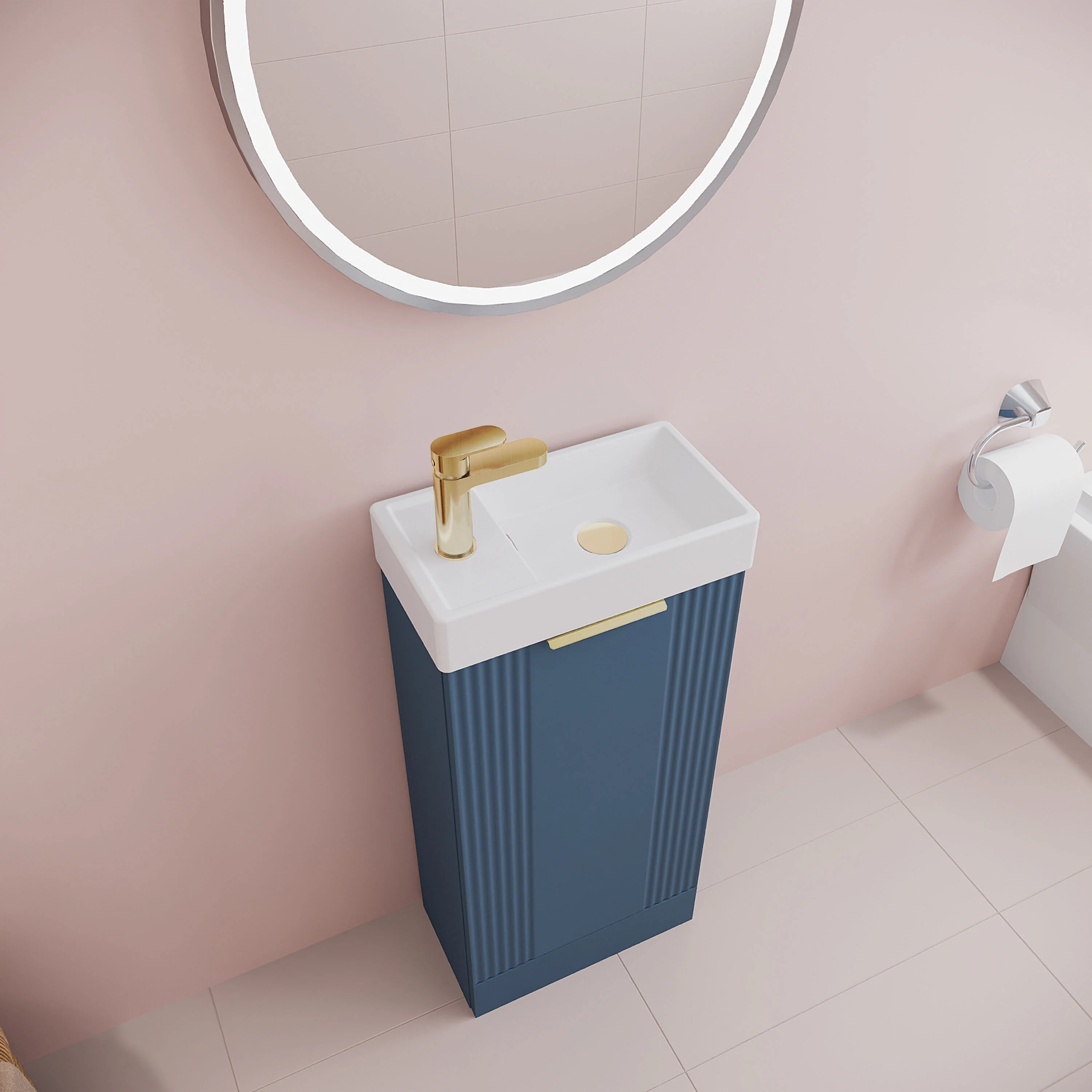 Belvide Retro Floor Standing Bathroom Cloakroom Vanity Basin Unit - 781 x 400 x 222mm - Multiple Colours - Image 35