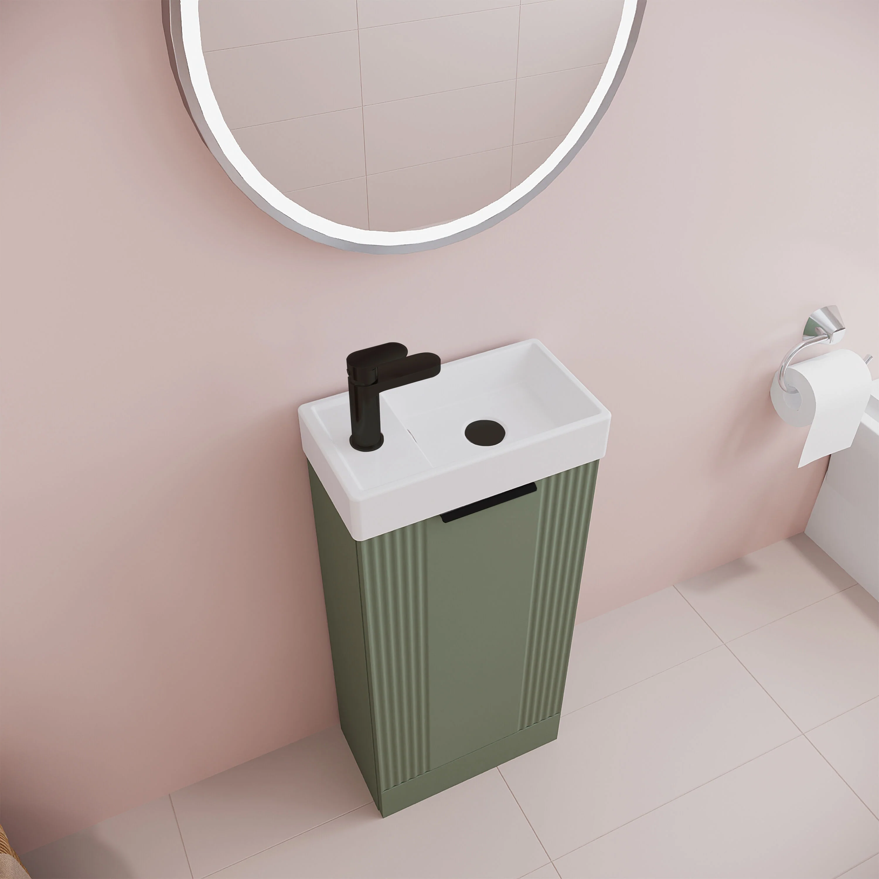 Belvide Retro Floor Standing Bathroom Cloakroom Vanity Basin Unit - 781 x 400 x 222mm - Multiple Colours - Image 37