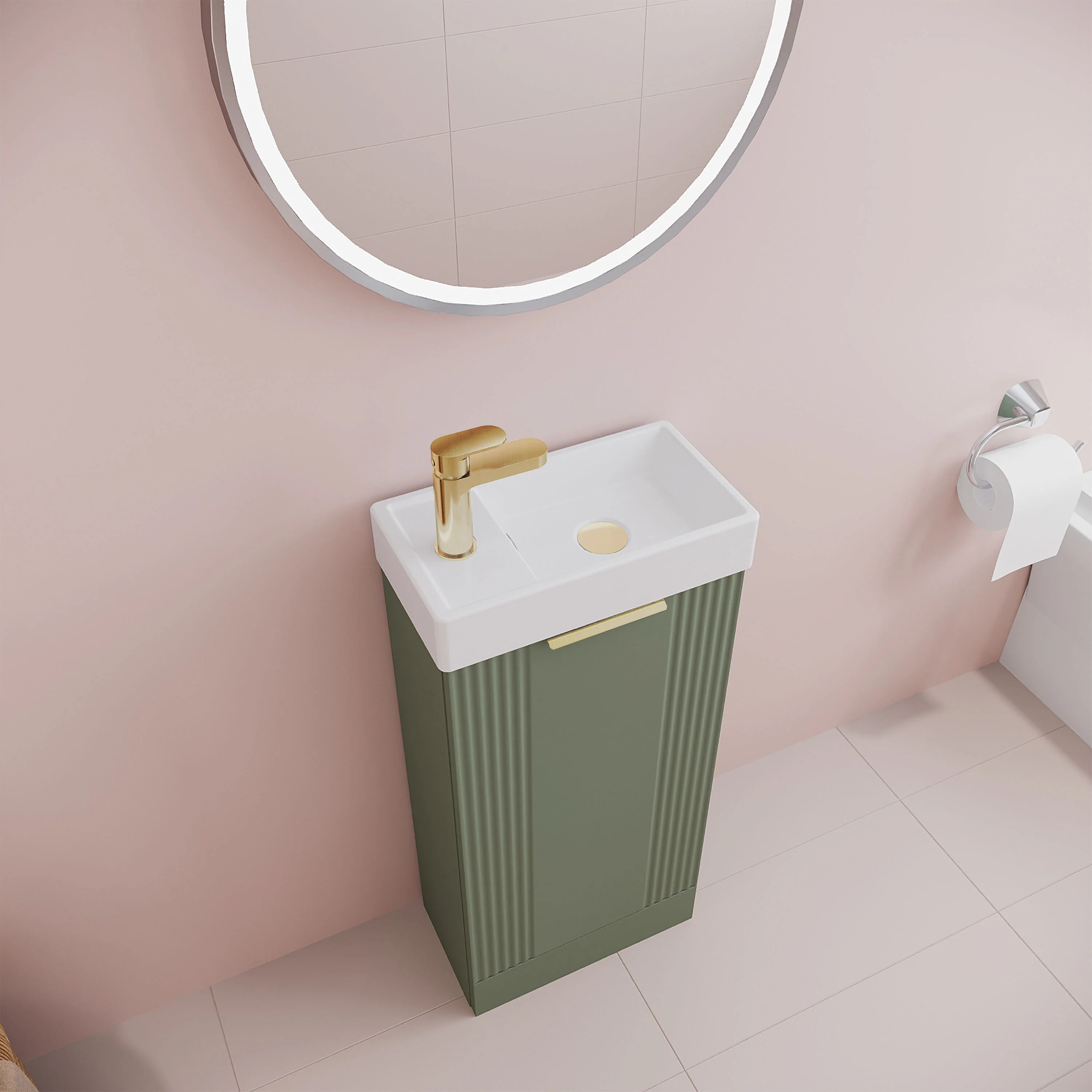 Belvide Retro Floor Standing Bathroom Cloakroom Vanity Basin Unit - 781 x 400 x 222mm - Multiple Colours - Image 38