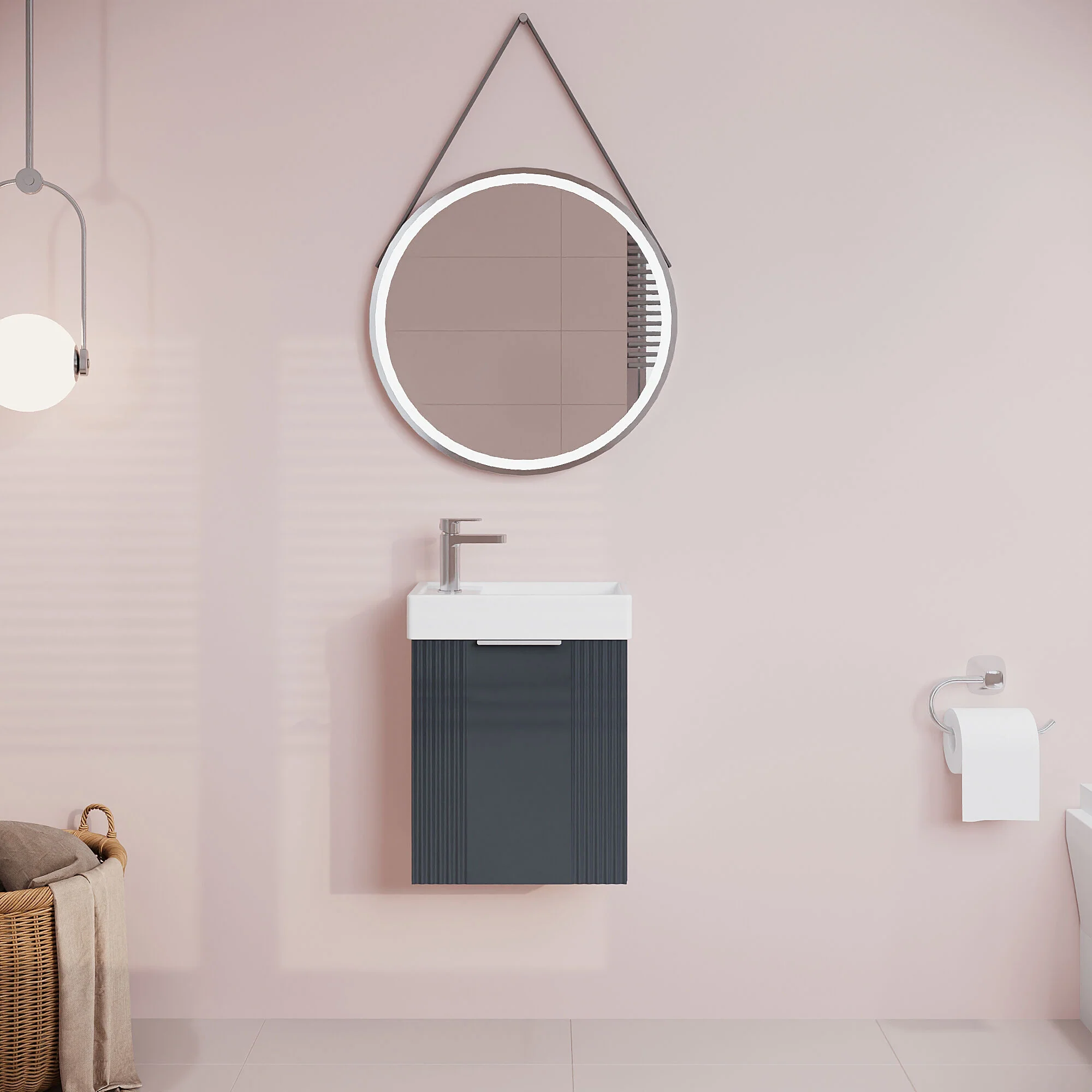 Belvide Retro Wall Hung Bathroom Cloakroom Vanity Basin Unit 438 x 400 x 222mm - Multiple Colours - Image 11