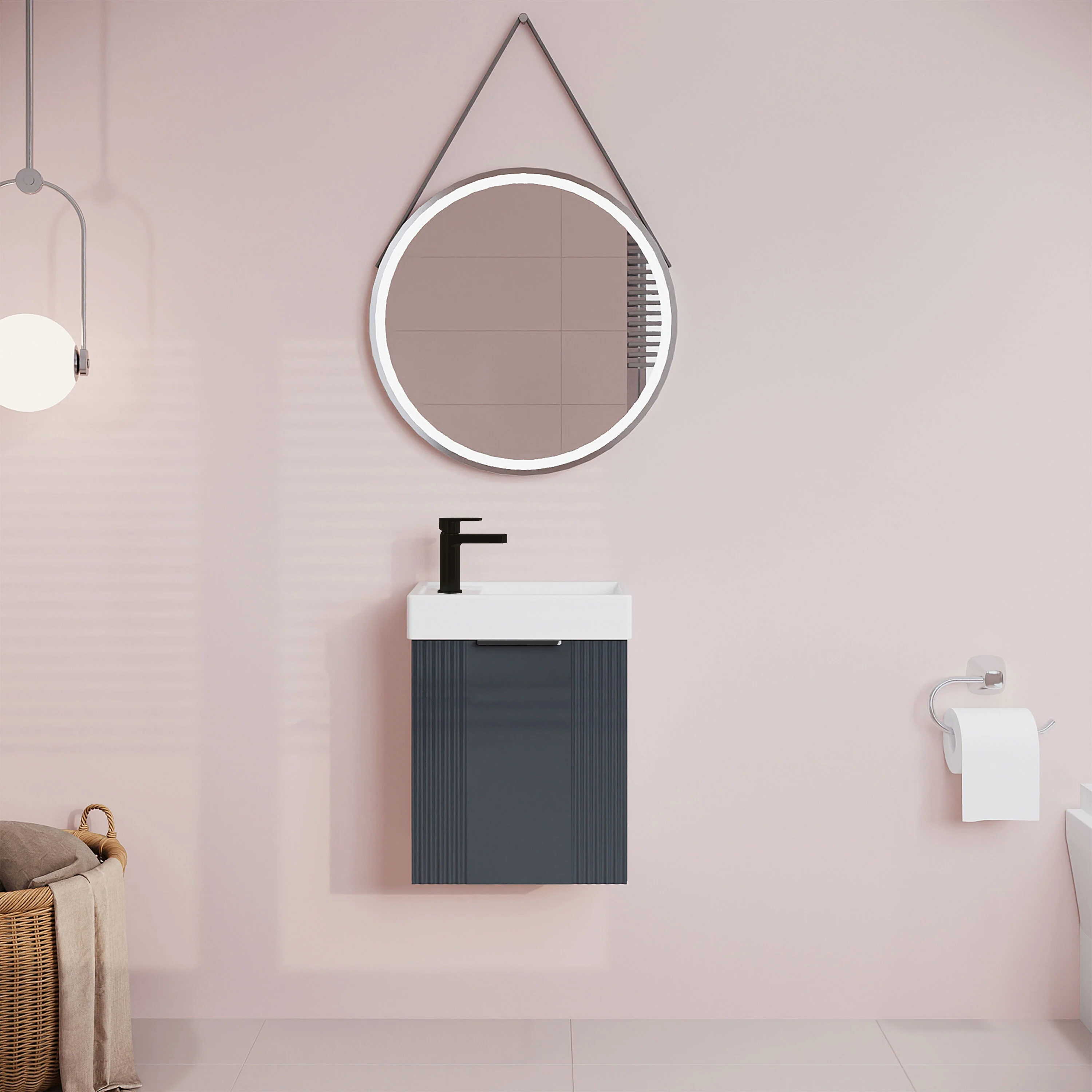 Belvide Retro Wall Hung Bathroom Cloakroom Vanity Basin Unit 438 x 400 x 222mm - Multiple Colours - Image 12