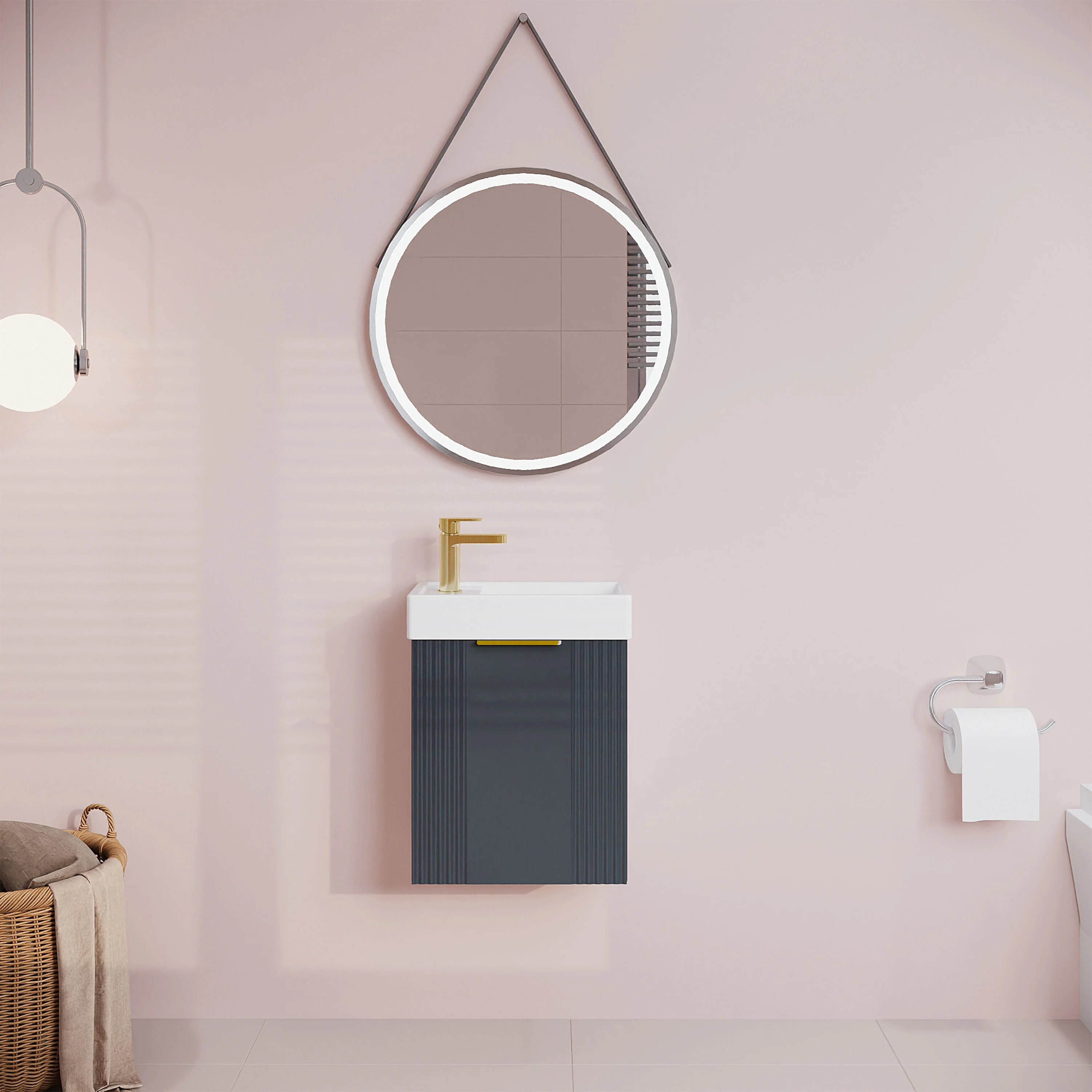 Belvide Retro Wall Hung Bathroom Cloakroom Vanity Basin Unit 438 x 400 x 222mm - Multiple Colours - Image 13