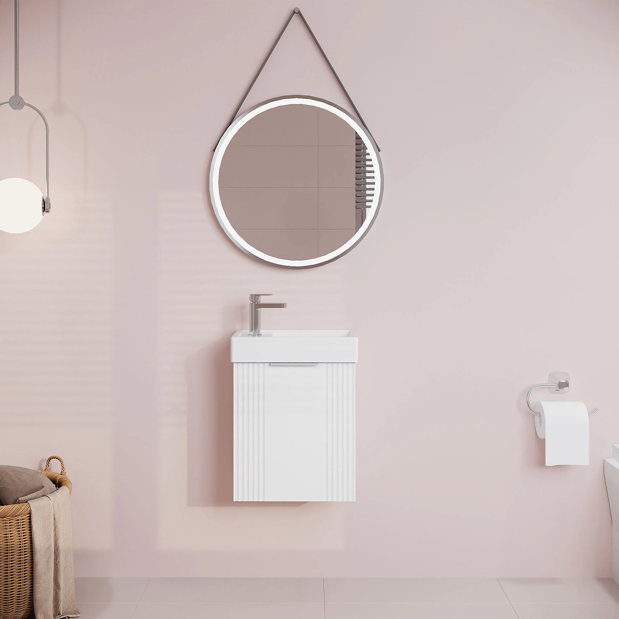 Belvide Retro Wall Hung Bathroom Cloakroom Vanity Basin Unit 438 x 400 x 222mm - Multiple Colours - Image 14
