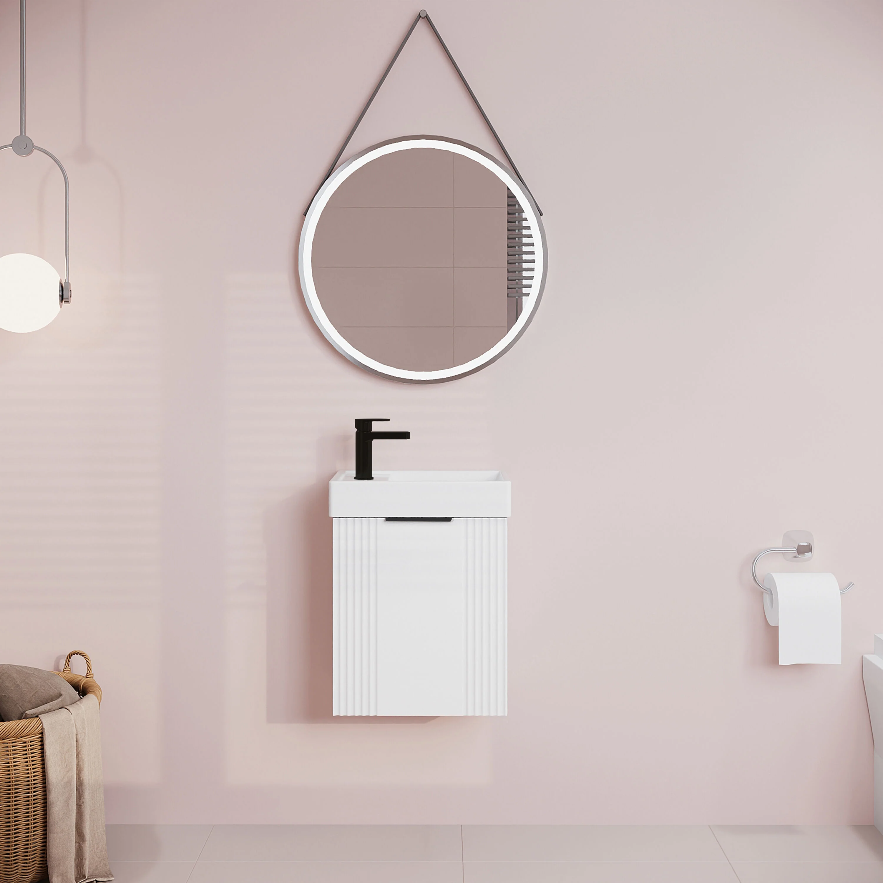 Belvide Retro Wall Hung Bathroom Cloakroom Vanity Basin Unit 438 x 400 x 222mm - Multiple Colours - Image 15