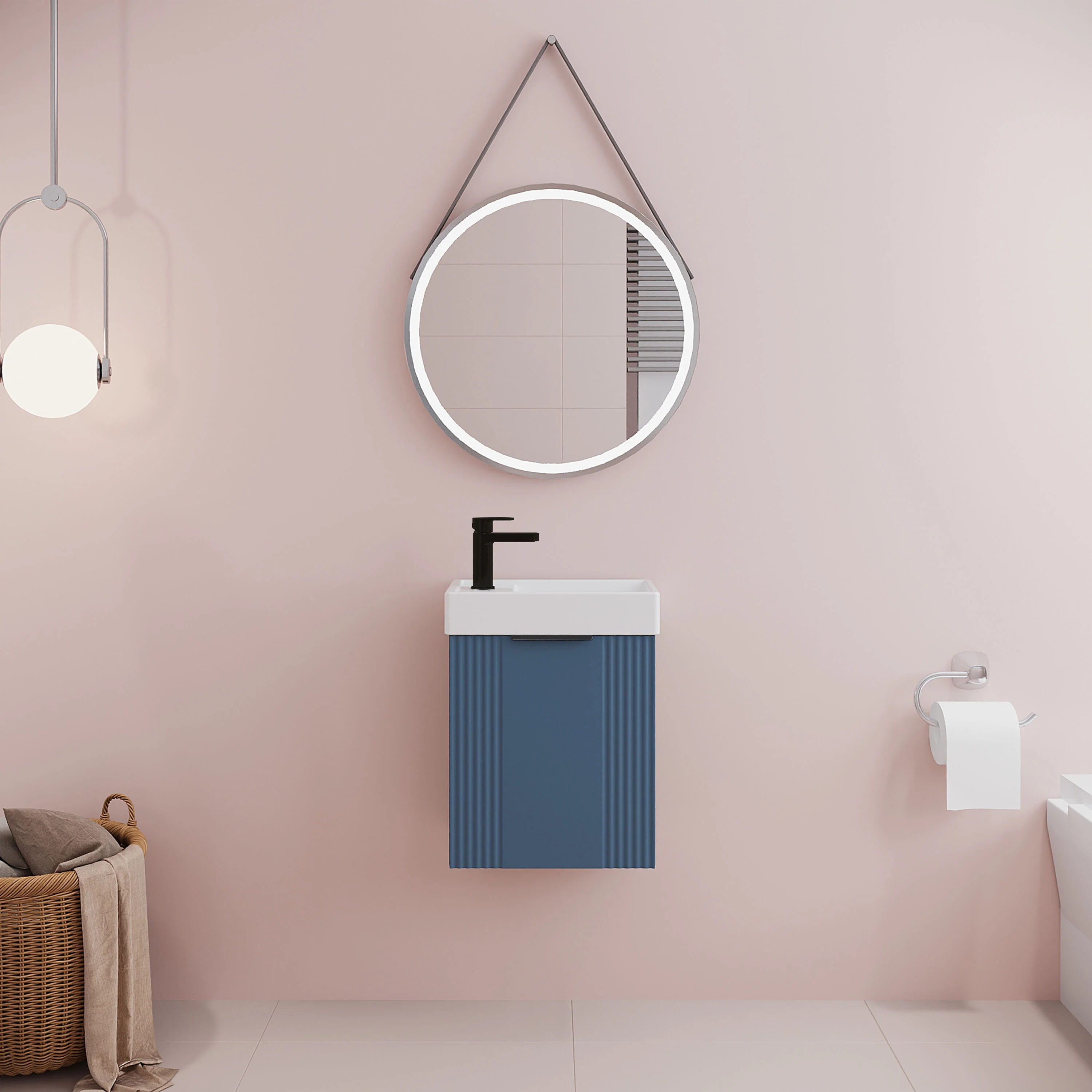 Belvide Retro Wall Hung Bathroom Cloakroom Vanity Basin Unit 438 x 400 x 222mm - Multiple Colours - Image 21