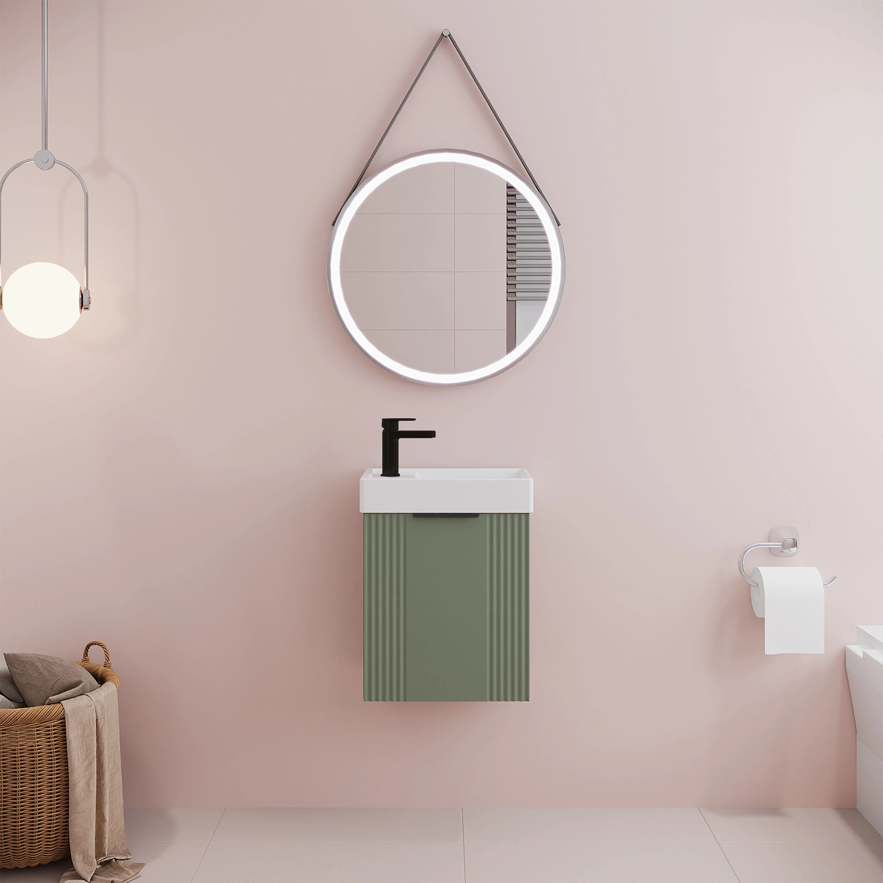 Belvide Retro Wall Hung Bathroom Cloakroom Vanity Basin Unit 438 x 400 x 222mm - Multiple Colours - Image 24