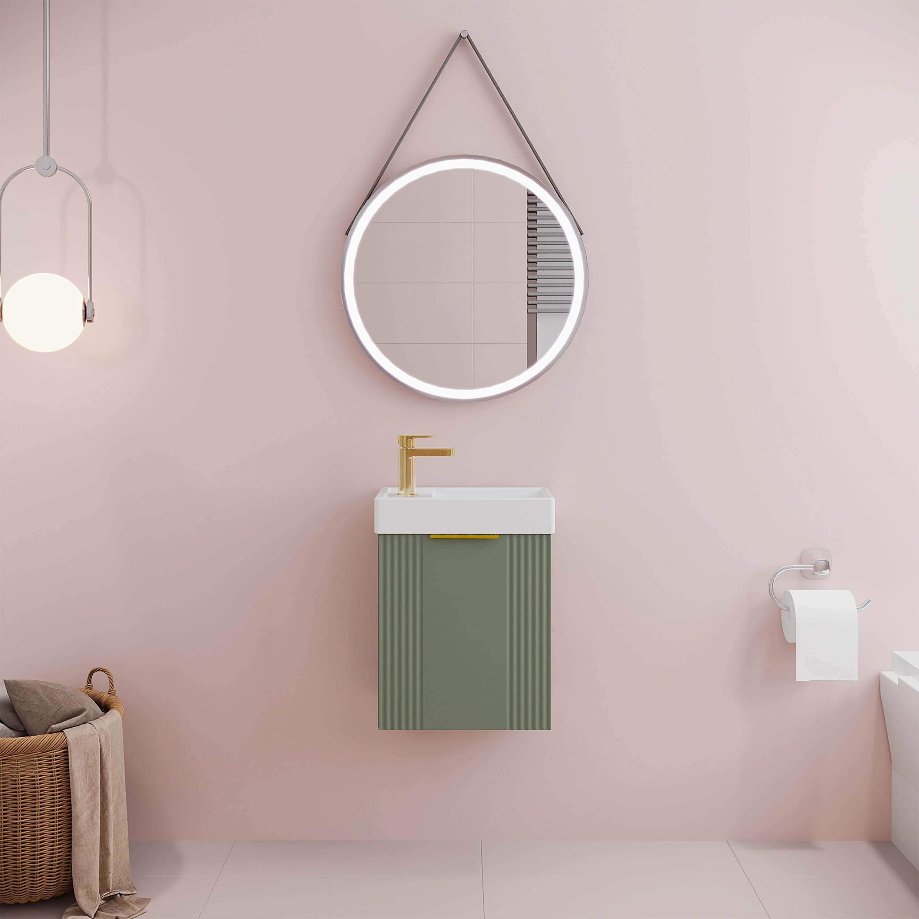 Belvide Retro Wall Hung Bathroom Cloakroom Vanity Basin Unit 438 x 400 x 222mm - Multiple Colours - Image 25